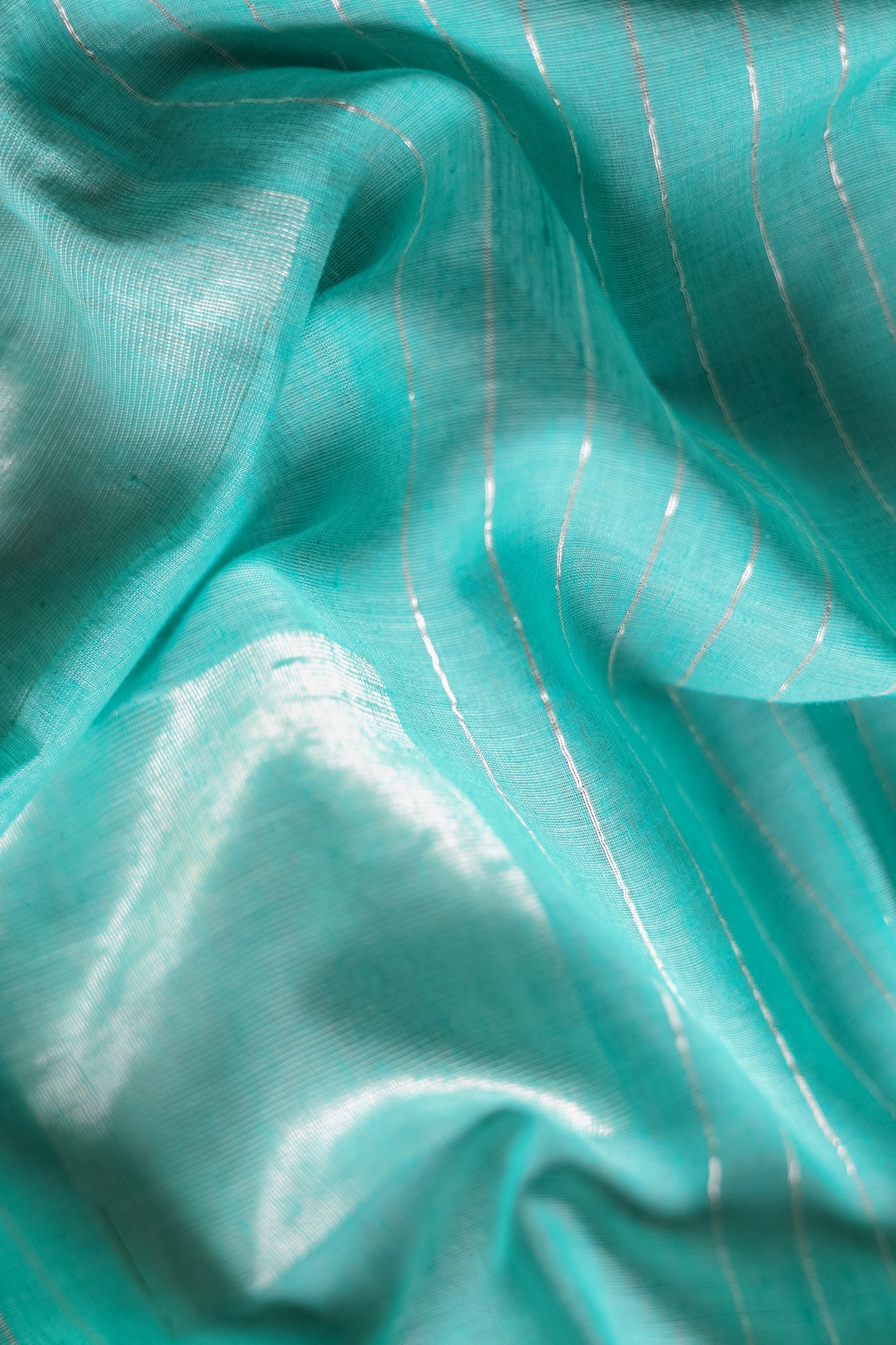 Light Green Silk Cotton All Over Zari Striped Big Box Body Saree