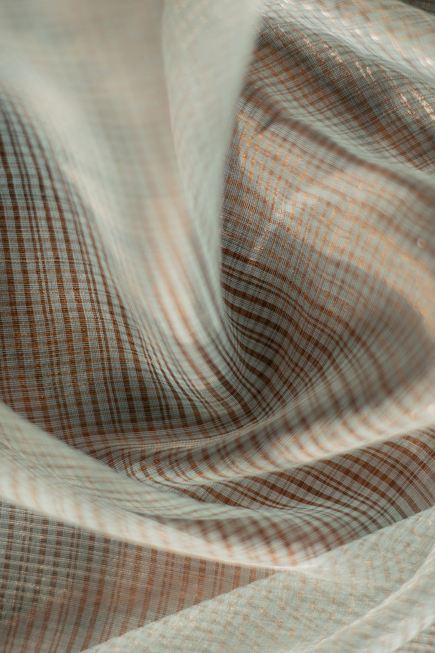 Light Blue Silk Cotton All Over Stripes and Checks Saree