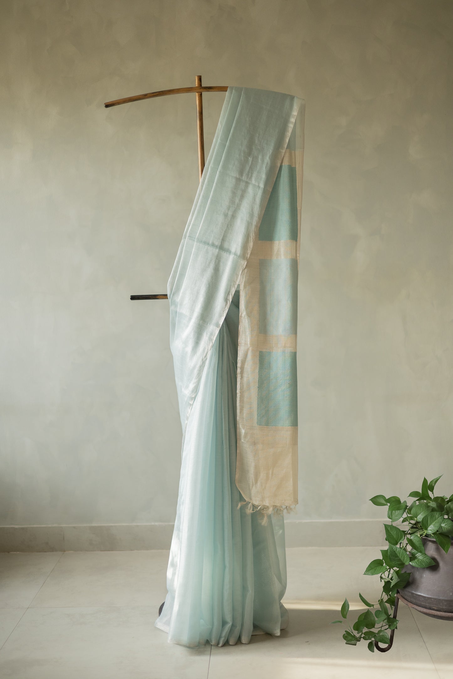 Blue and Silver with Contemporary Pallu Saree