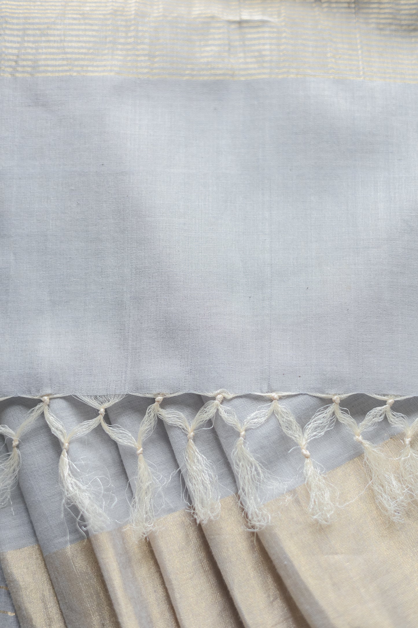 Light Grey Silk Cotton Plain Body with Zari Border Saree