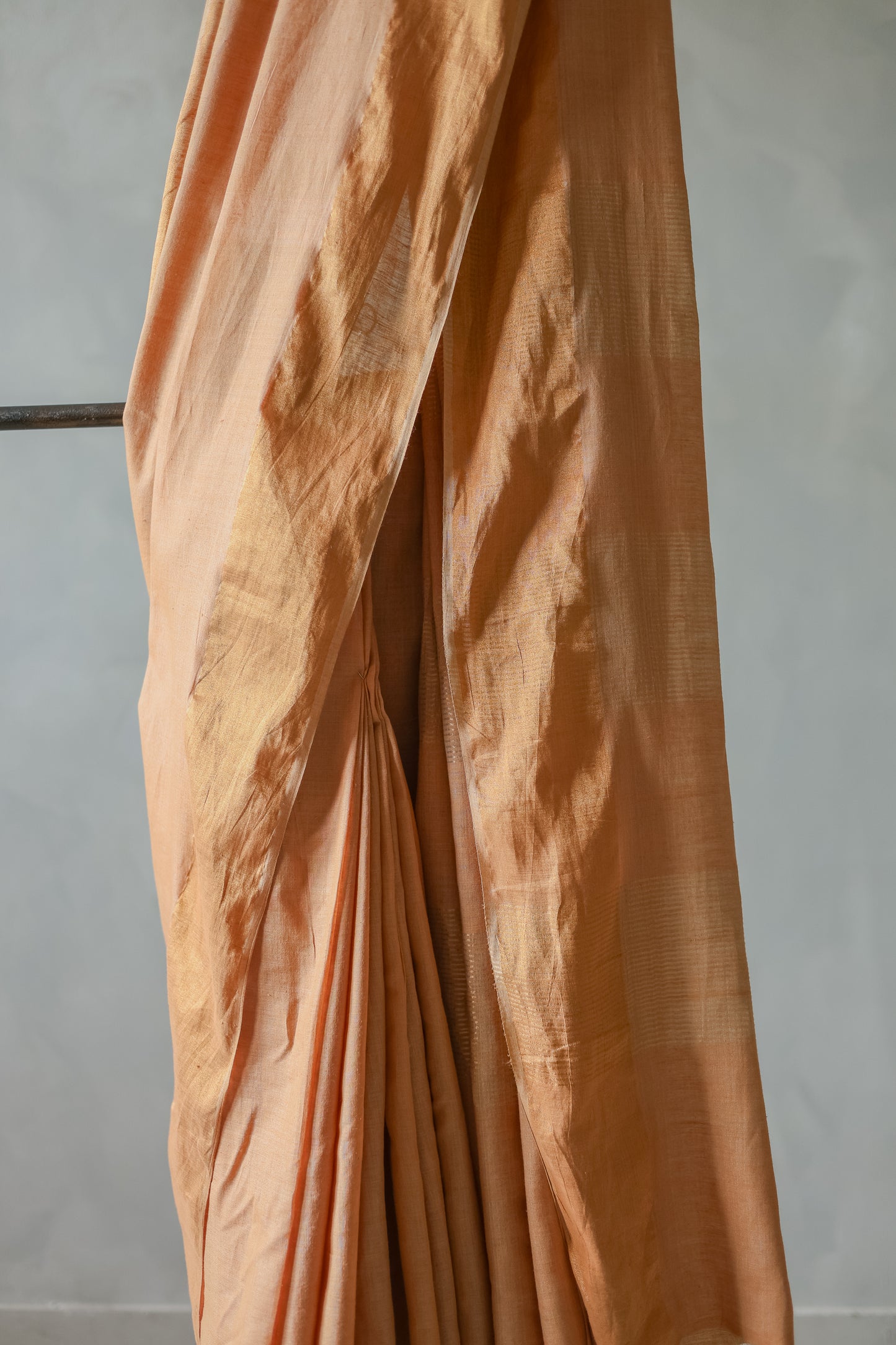 Light Brown Silk Cotton Plain Body with Zari Border Saree