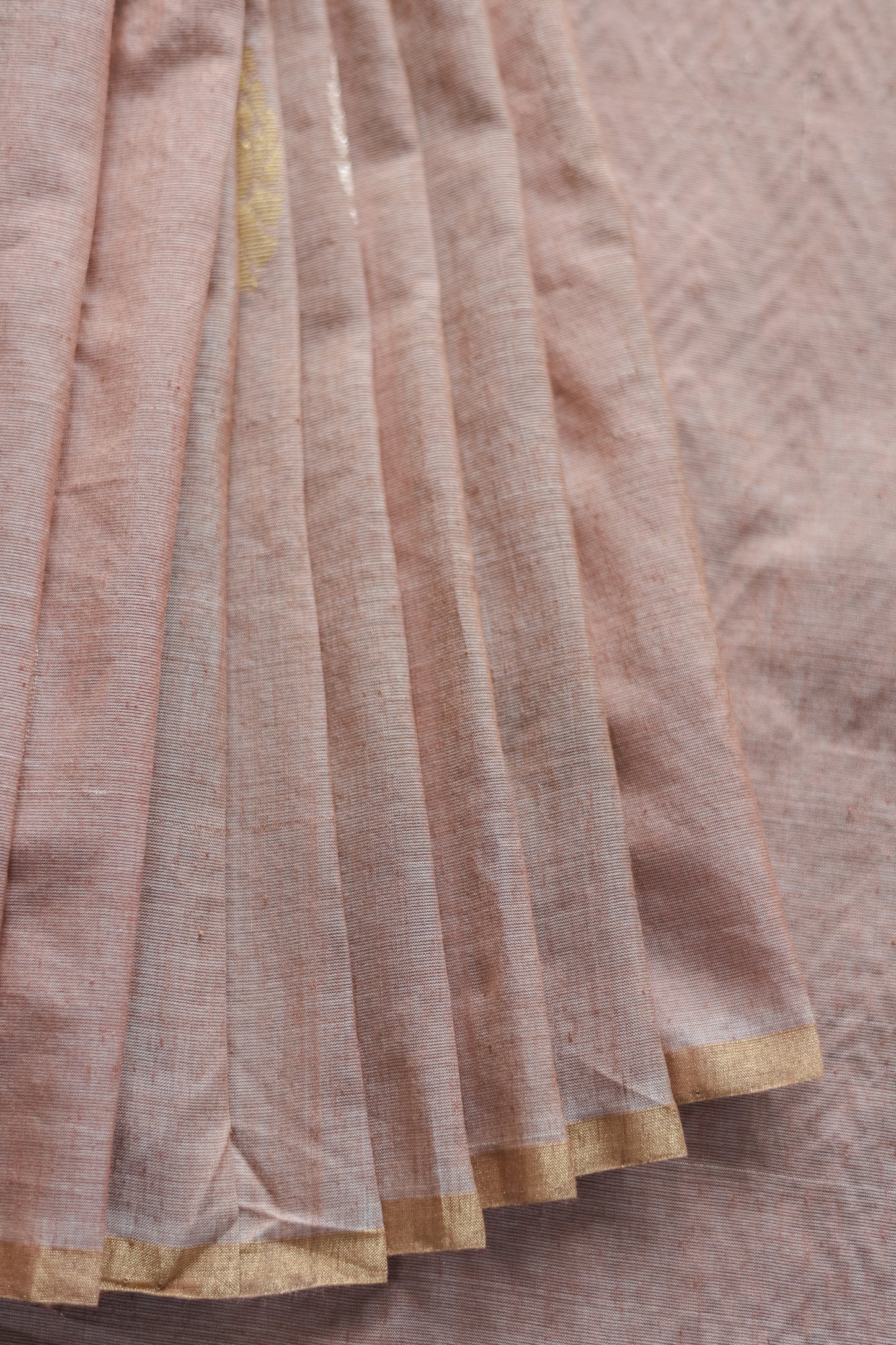 Light Brown Silk Cotton All over Flower Motif Saree