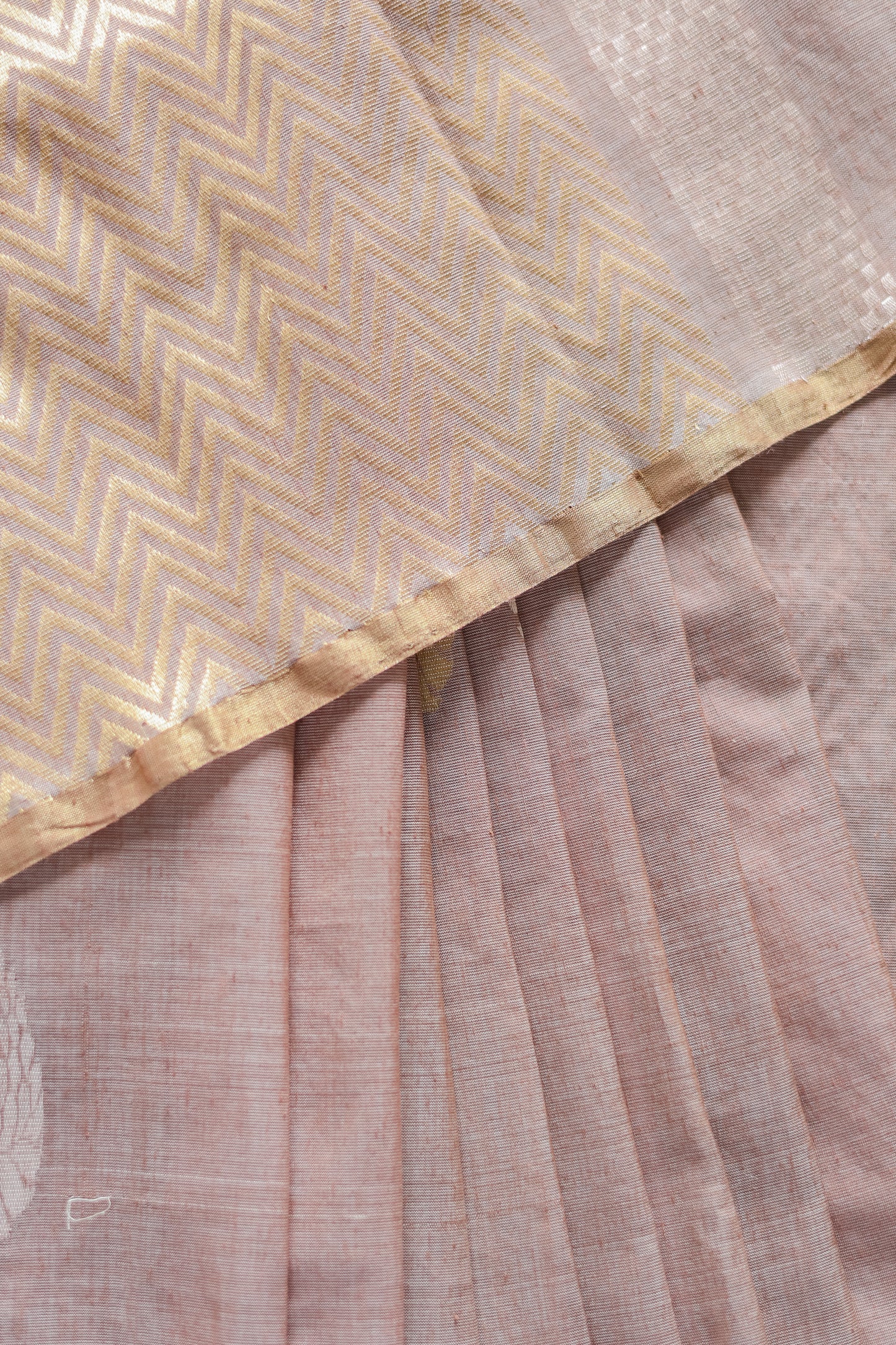 Light Brown Silk Cotton All over Flower Motif Saree