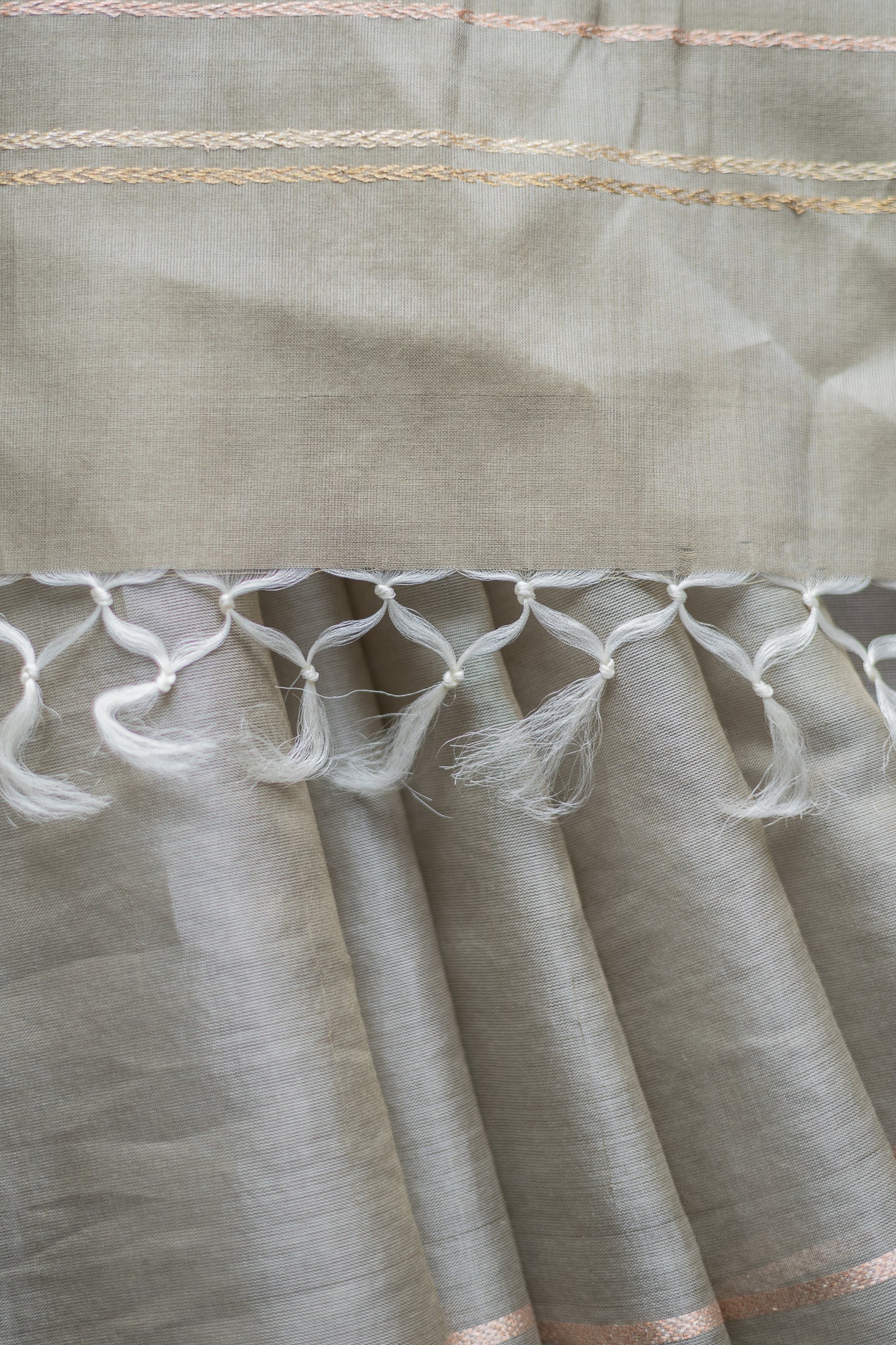 Grey Silk Cotton with Zari Woven Border and Pallu Saree