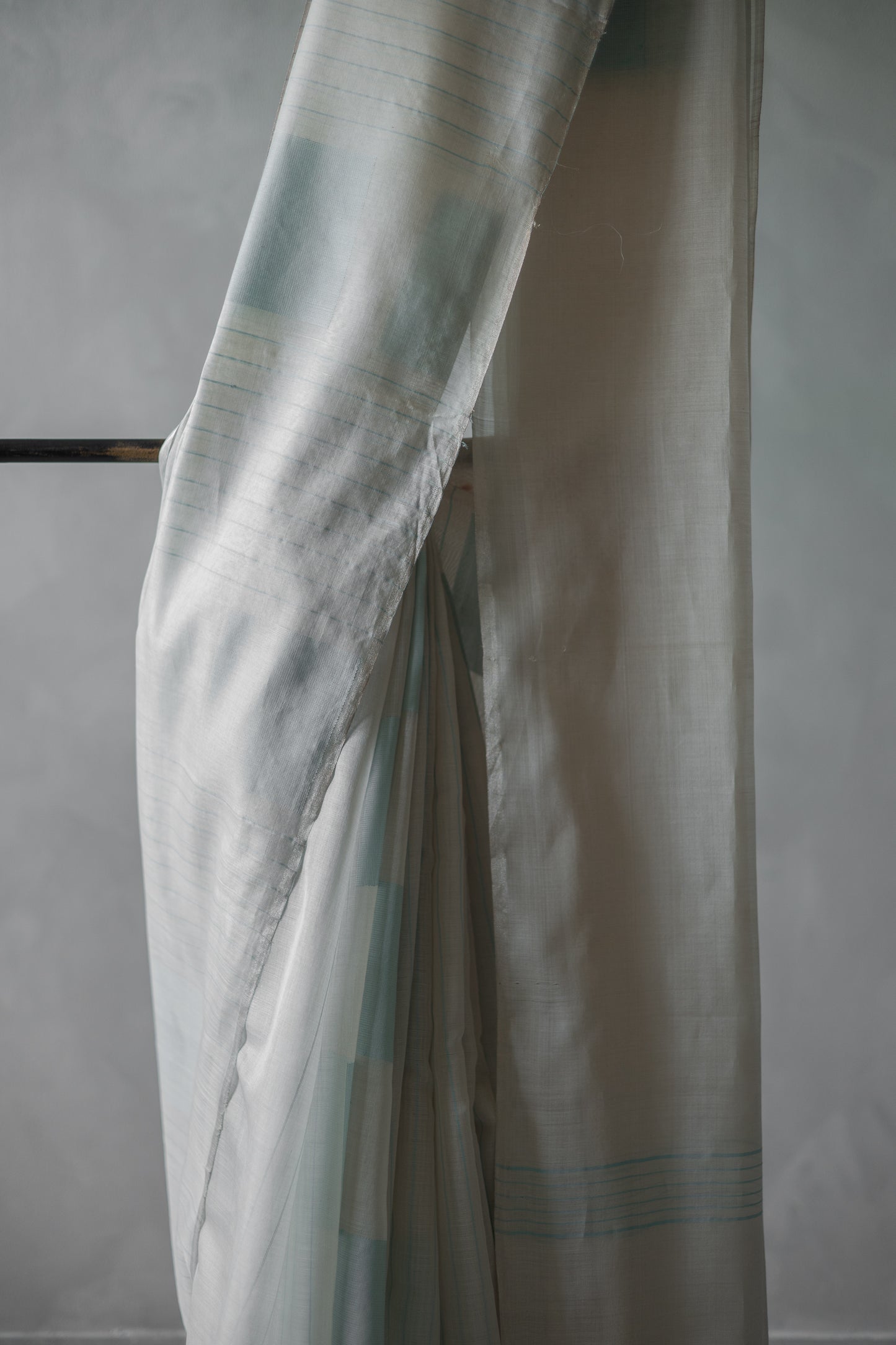 Off White with Blue Square Silk Cotton Saree