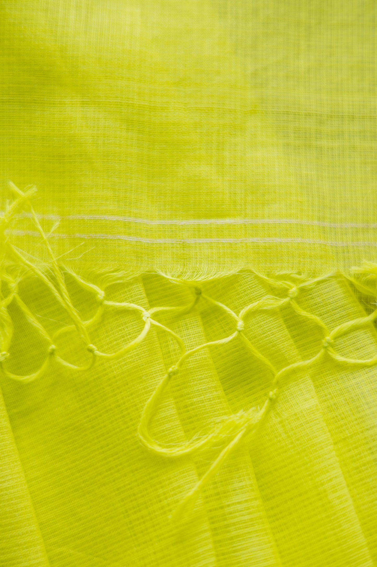 Lime Yellow Silk Cotton with Kuchi Checks and Tussar Border Saree