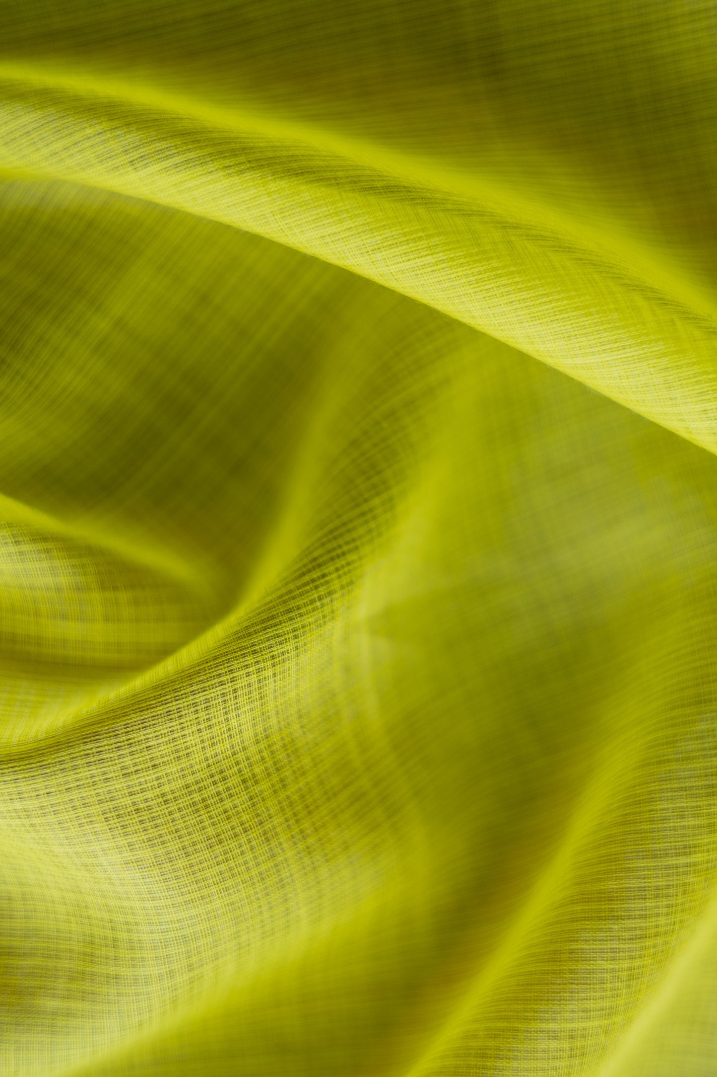 Lime Yellow Silk Cotton with Kuchi Checks and Tussar Border Saree