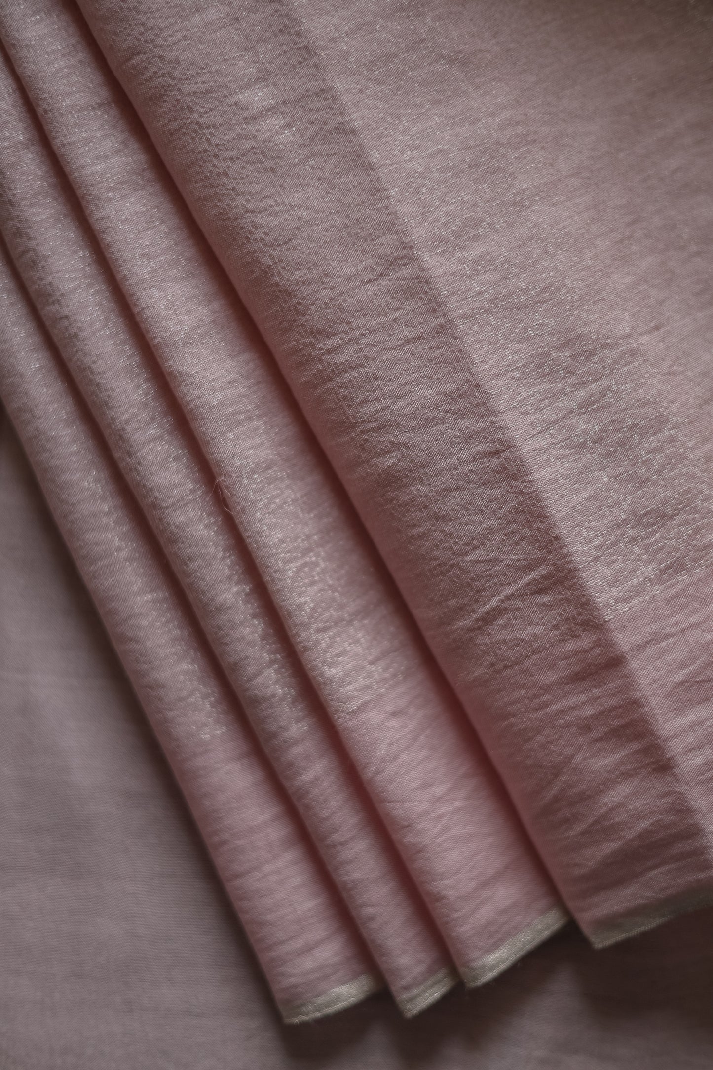 Light Pink Silk Cotton Self Woven with Plain Border and Pallu Saree