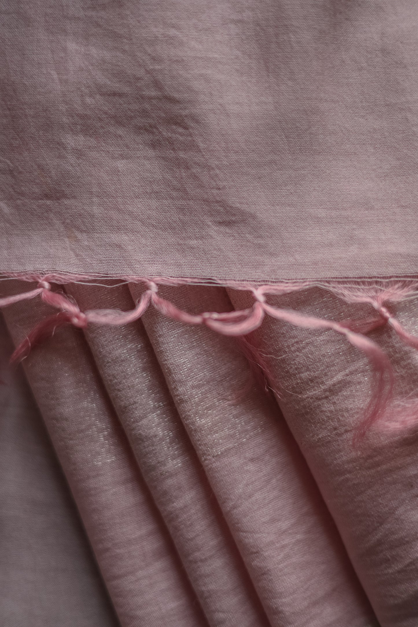 Light Pink Silk Cotton Self Woven with Plain Border and Pallu Saree