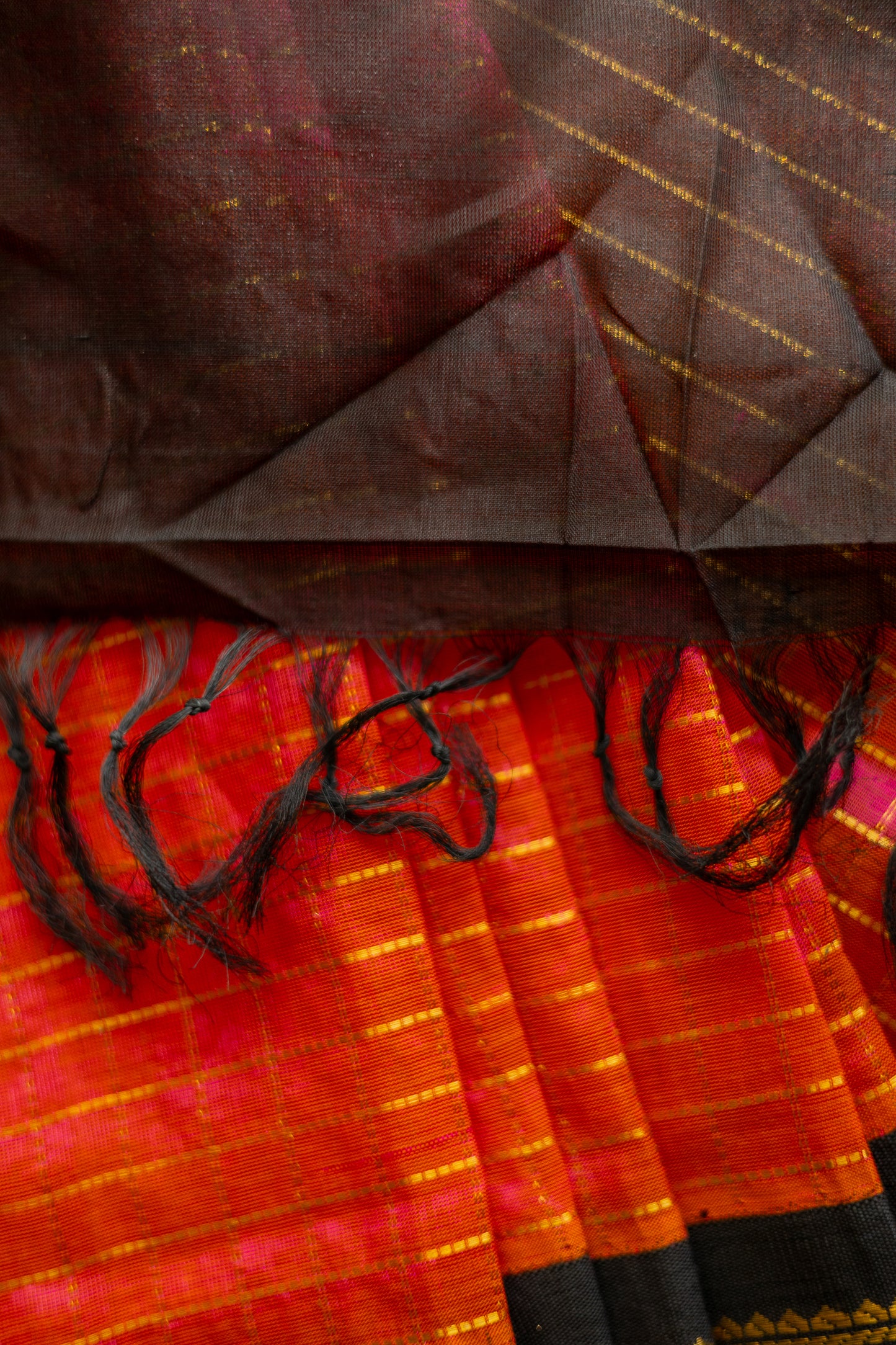 Pink Silk Cotton All Over Small Checks with Black Big Border Saree