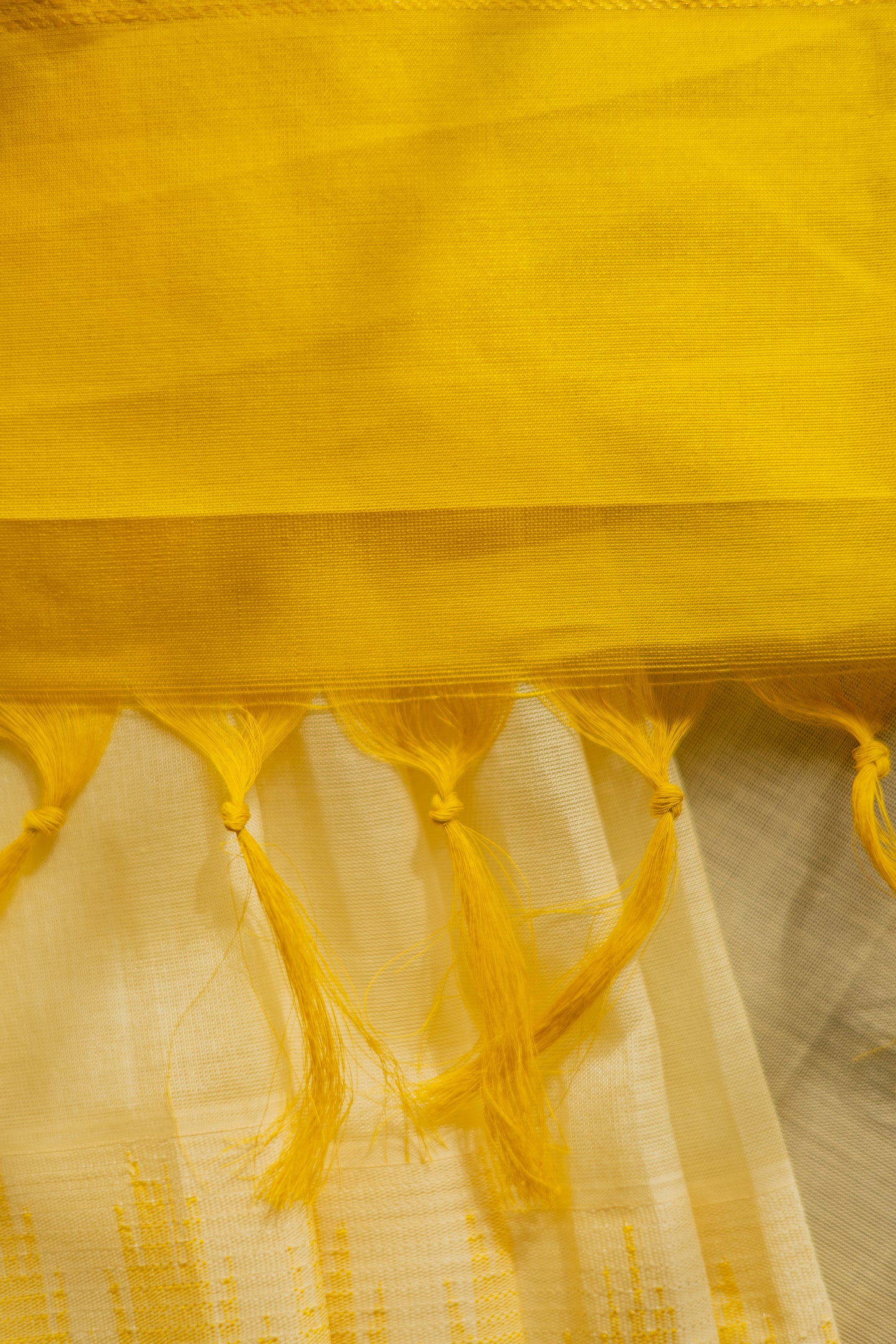 Off White Silk Cotton with Big Yellow and Green Border Saree