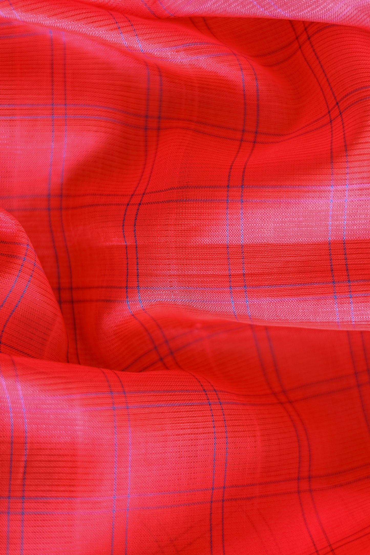 Red and Violet Silk Cotton All Over Checks Saree