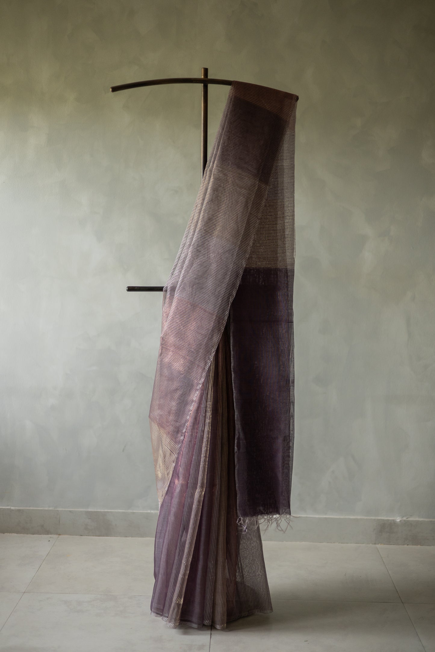 Purple All Over Stripes Silk Cotton Saree