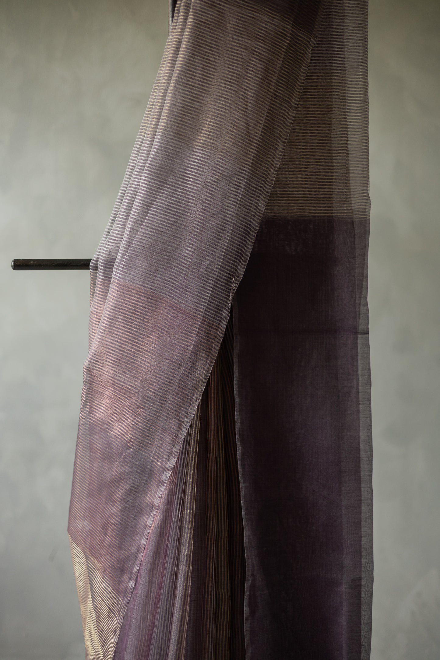 Purple All Over Stripes Silk Cotton Saree