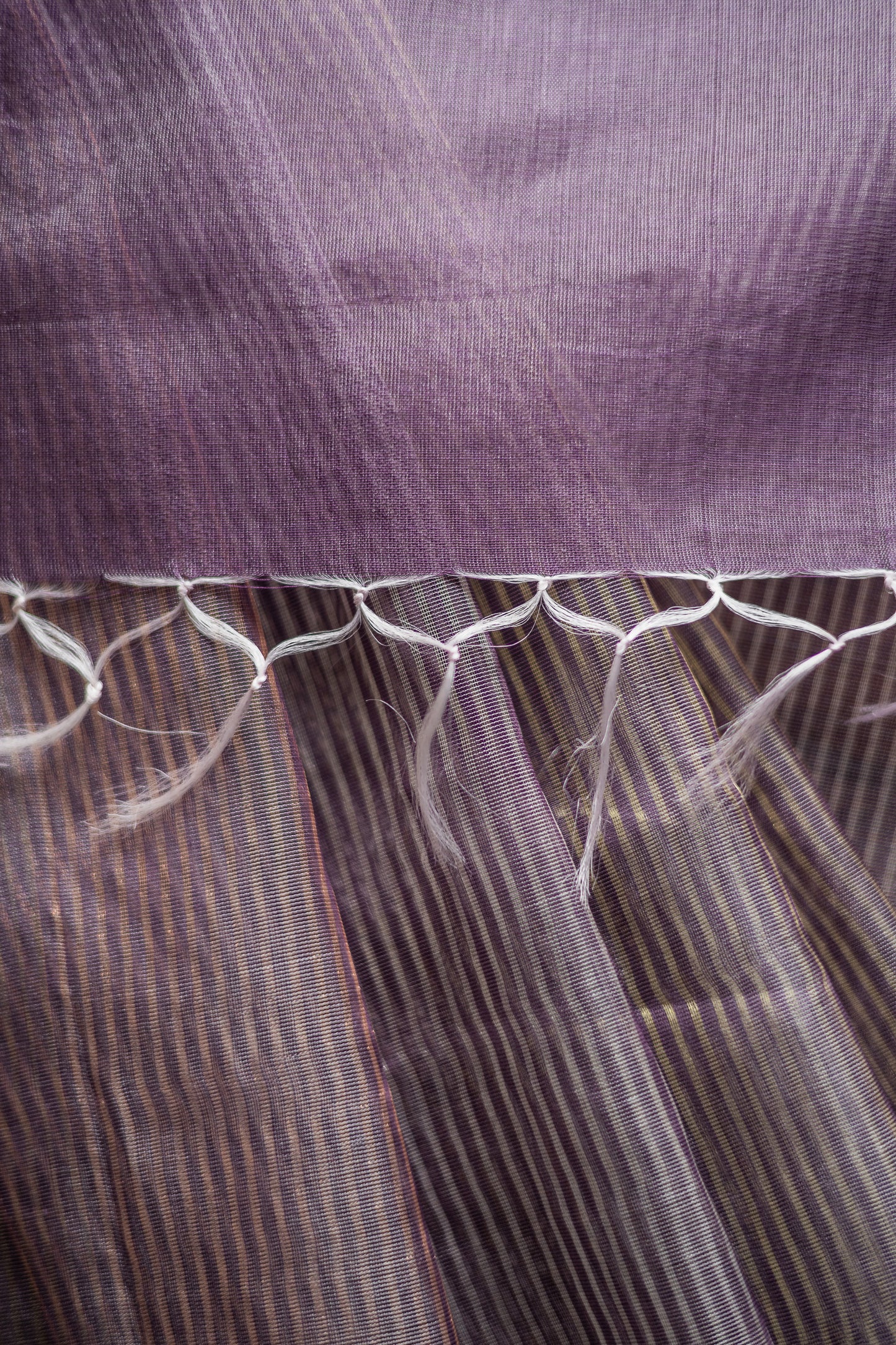 Purple All Over Stripes Silk Cotton Saree