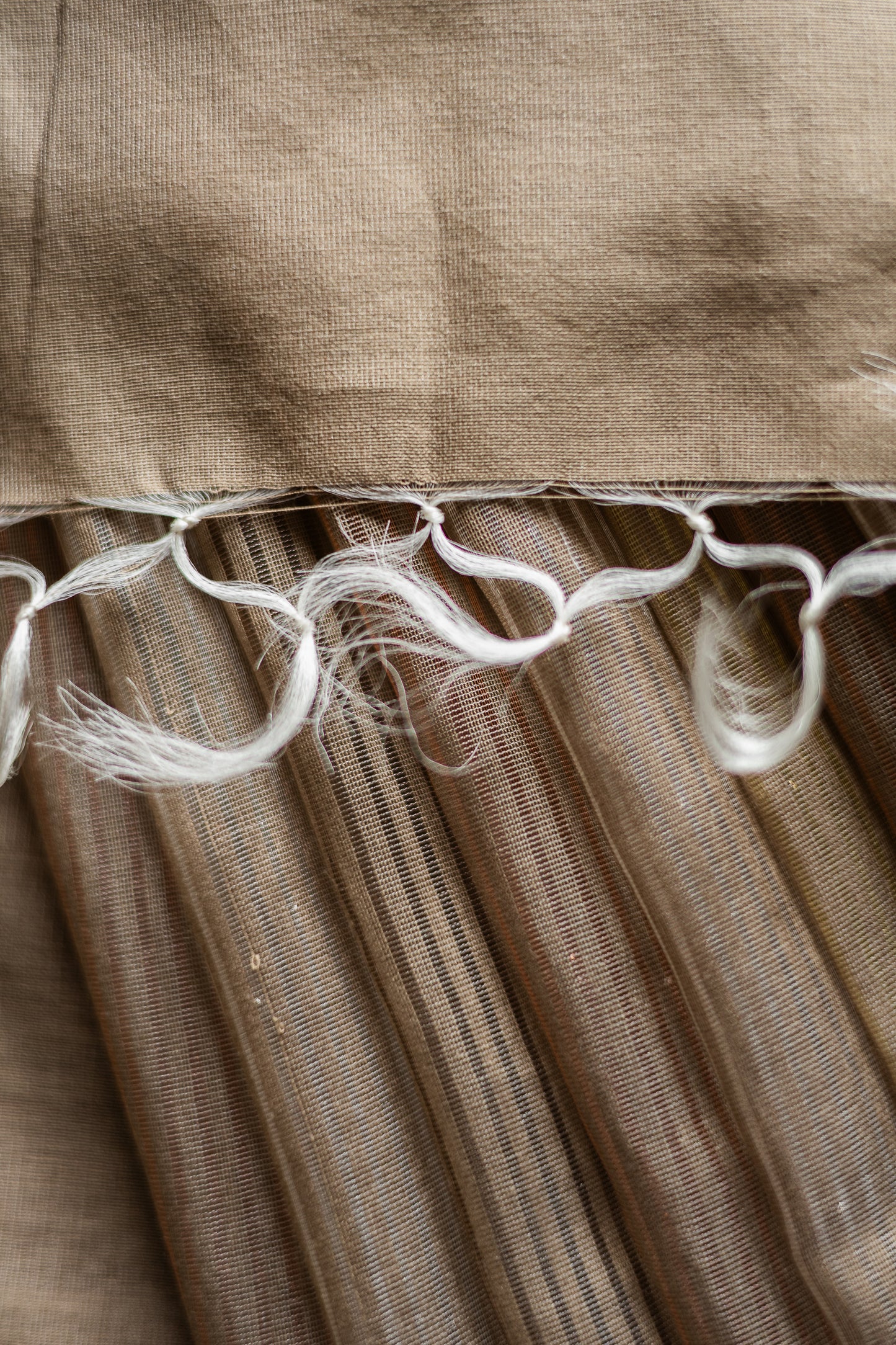 Light Brown All Over Stripes Silk Cotton Saree