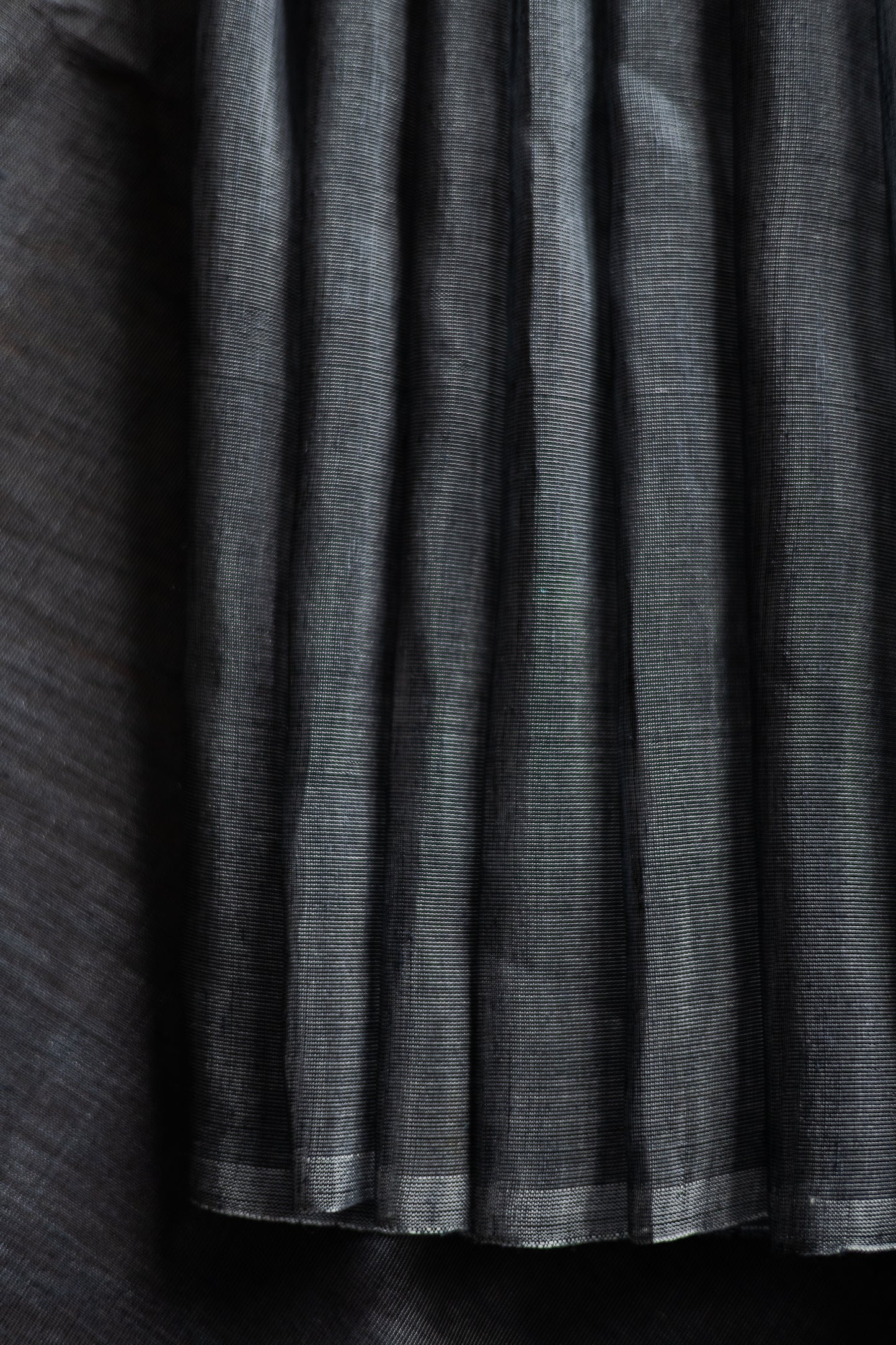 Black Linen Silk Cotton with Silver Stripes Pallu Saree