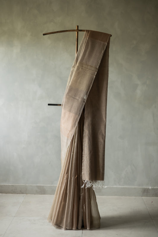 Gold All Over Stripes Silk Cotton Saree