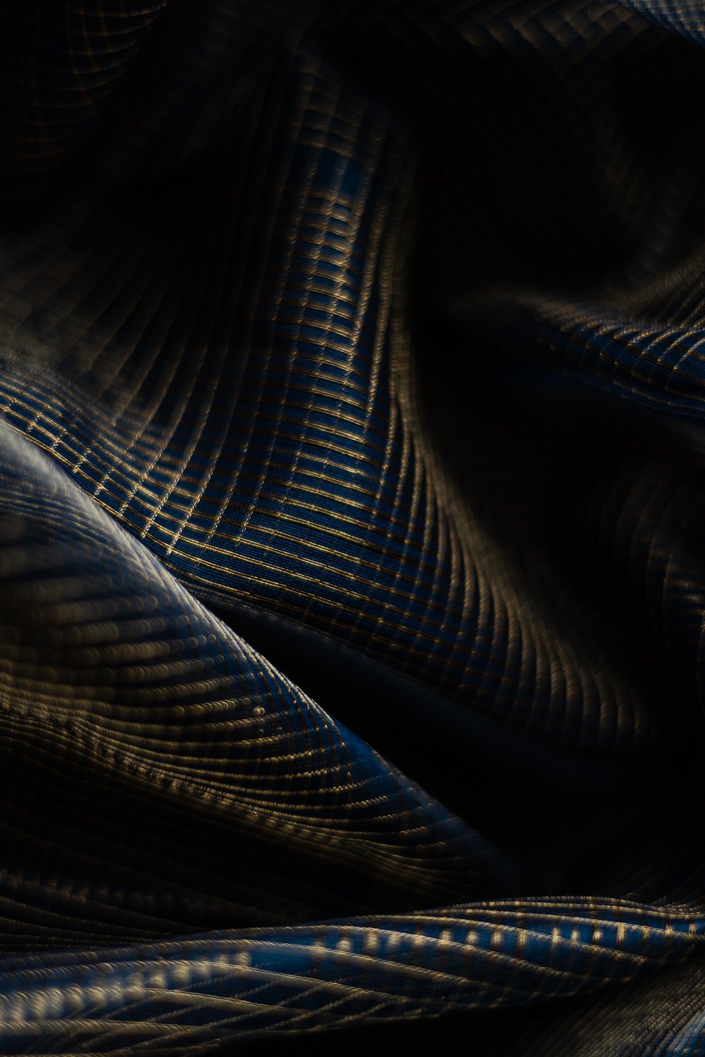 Blue All Over Checks with Big Gold Border Silk Cotton Saree