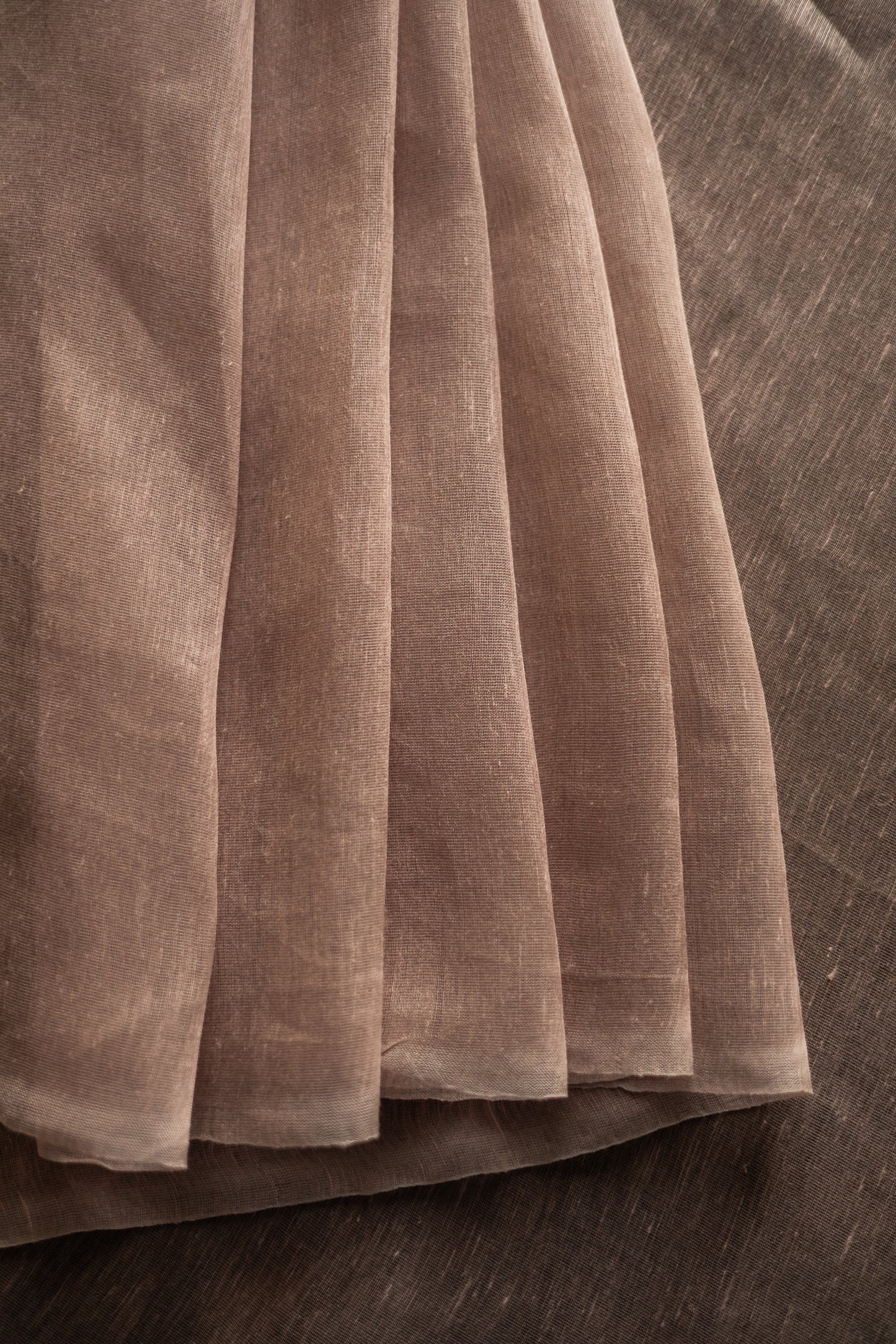 Light Pink Linen Silk Cotton with Silver Stripes Pallu Saree