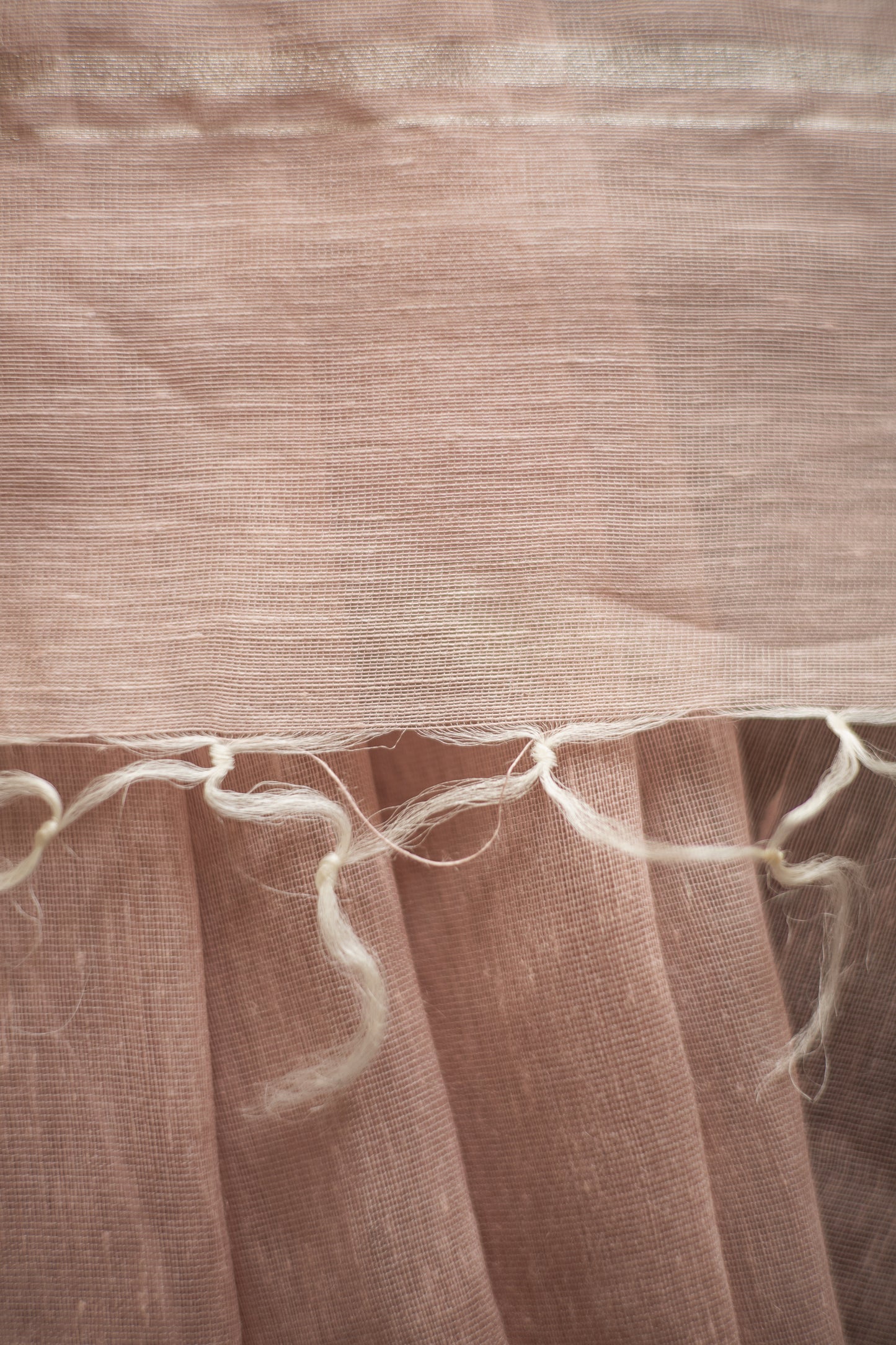 Pink Linen Silk Cotton with Silver Stripes Pallu Saree