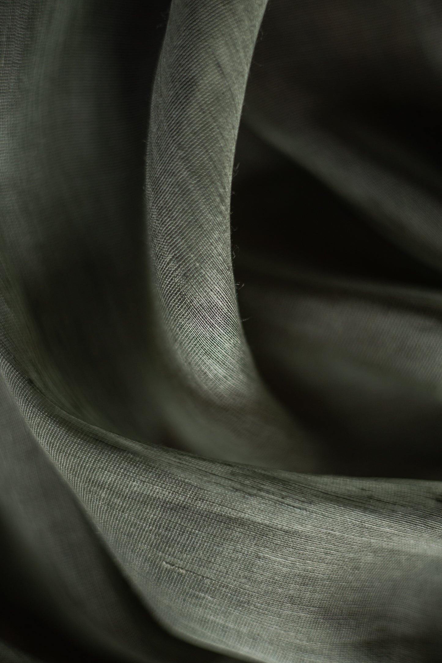 Green Linen Silk Cotton with Silver Stripes Pallu Saree