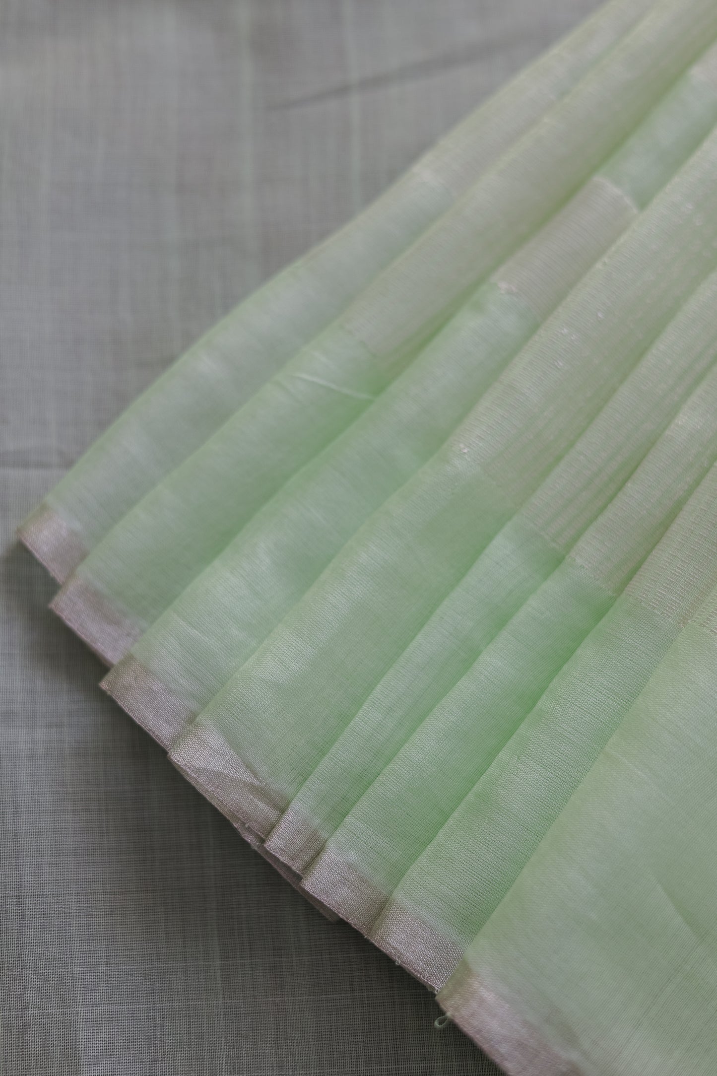 Pista Green Silk Cotton All Over Zari Striped and Zari Boxes Body Saree