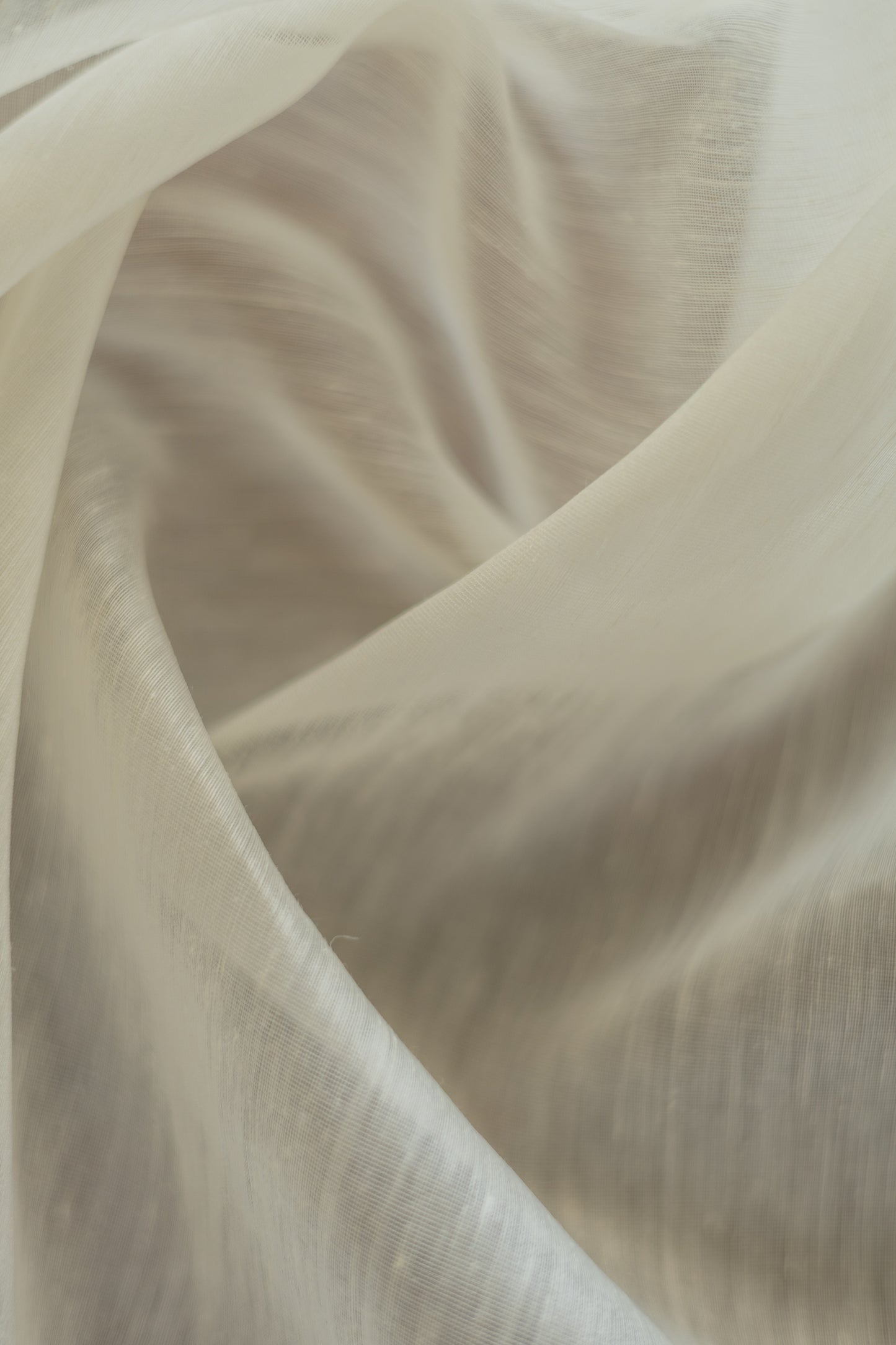 White Silk Linen with Small Gold Border Saree