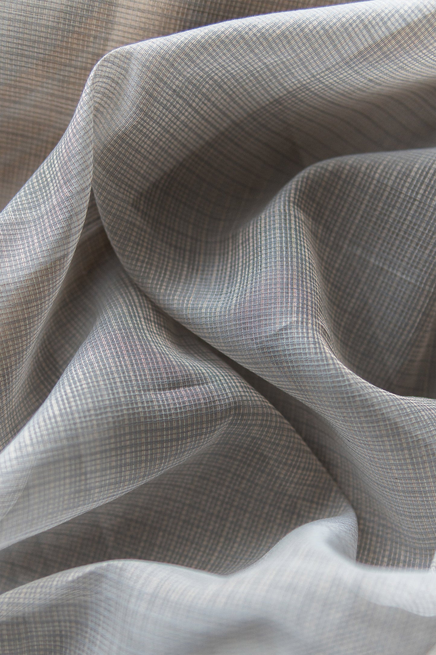 Grey Silk Tissue with Gold border  with Kota Weave Saree