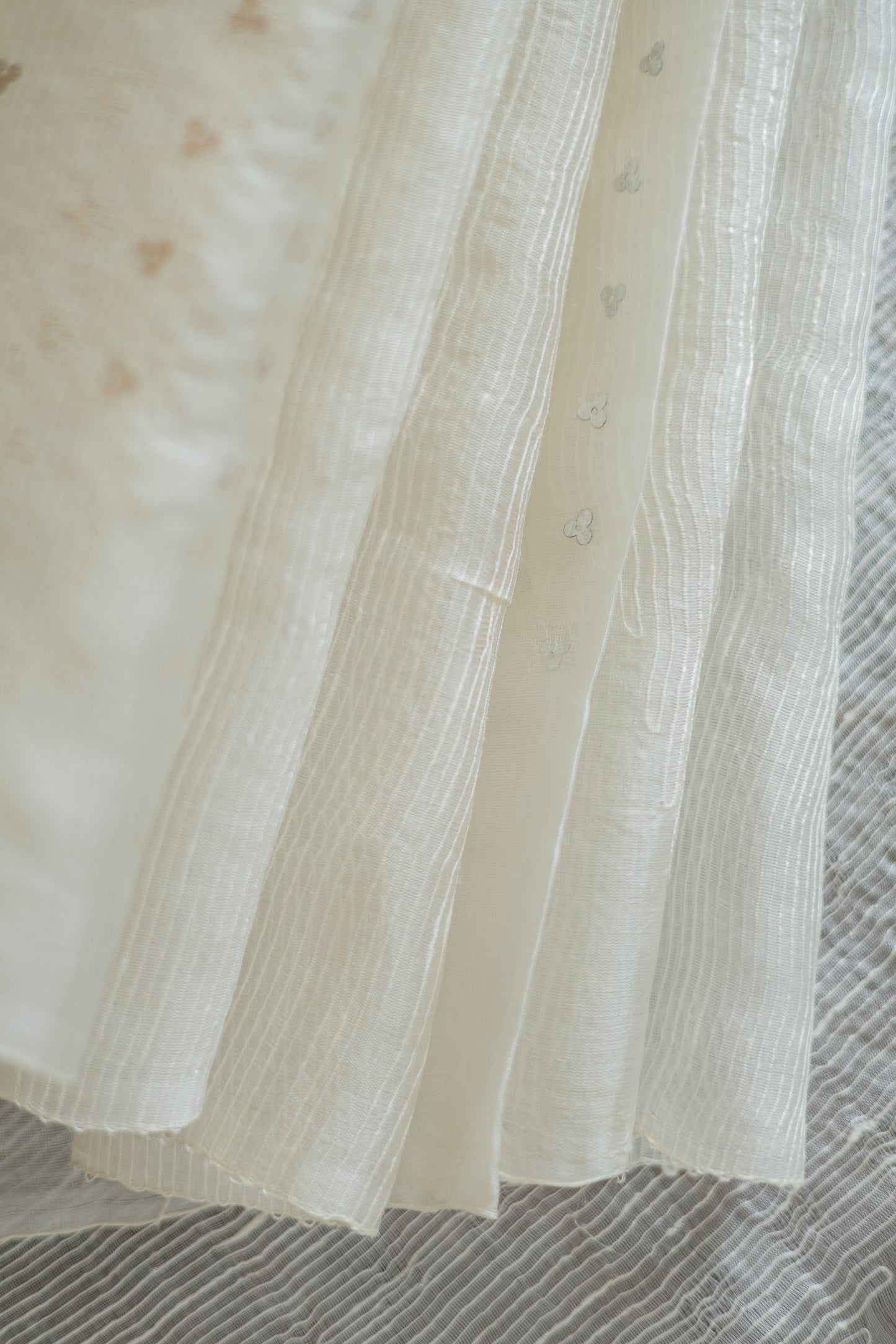 Off White Tissue Linen with Silver and Gold Sequins Saree