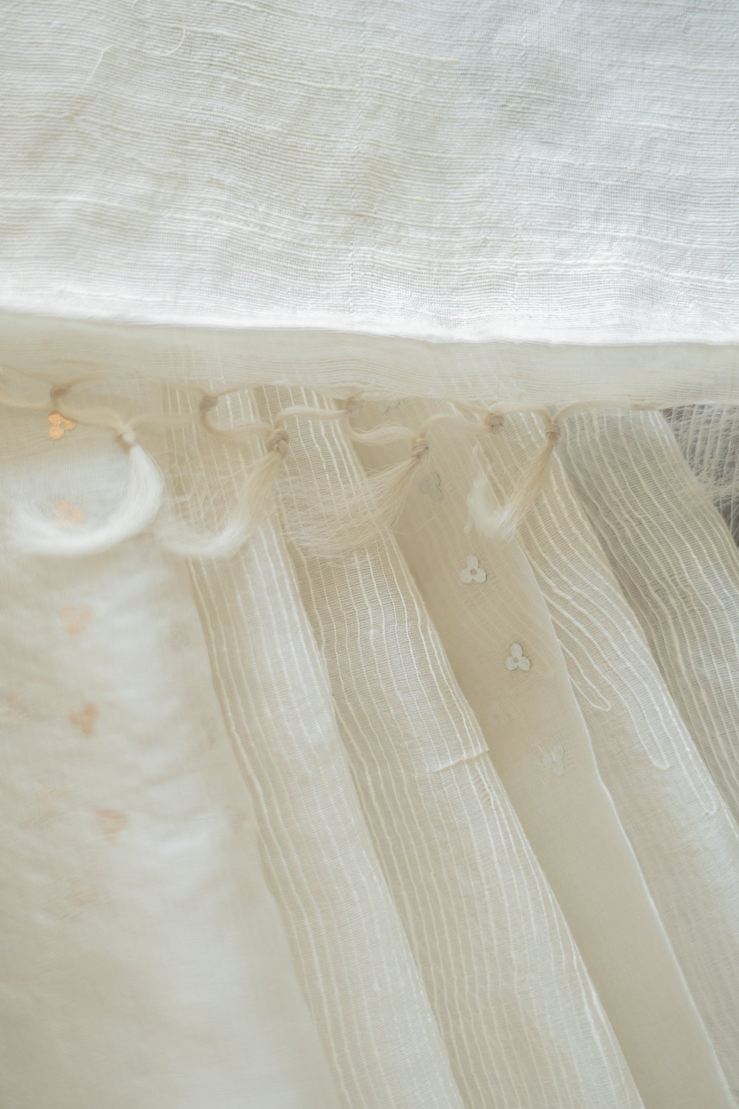 Off White Tissue Linen with Silver and Gold Sequins Saree