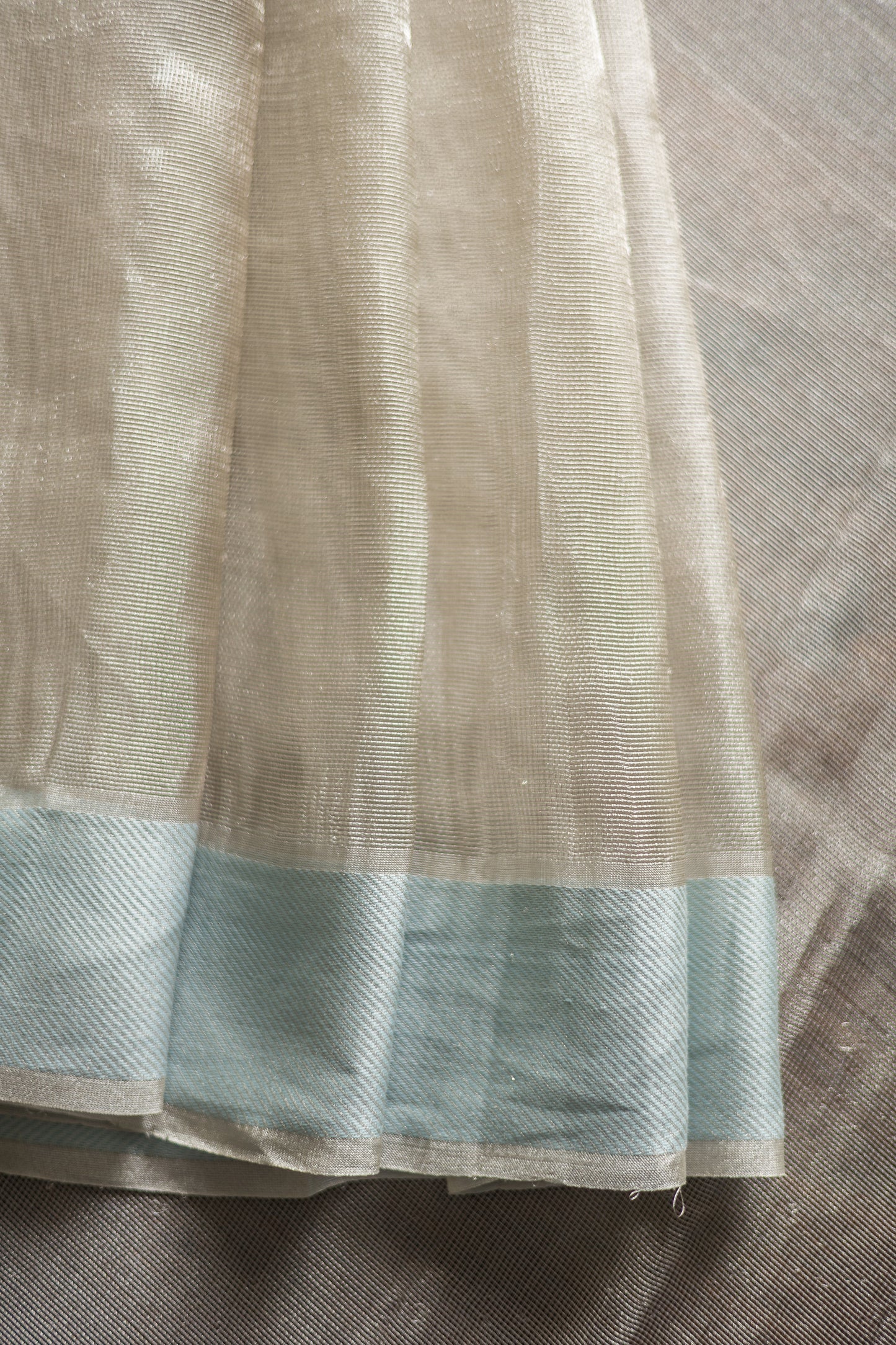 Silver with Blue Border Tissue Organza Saree