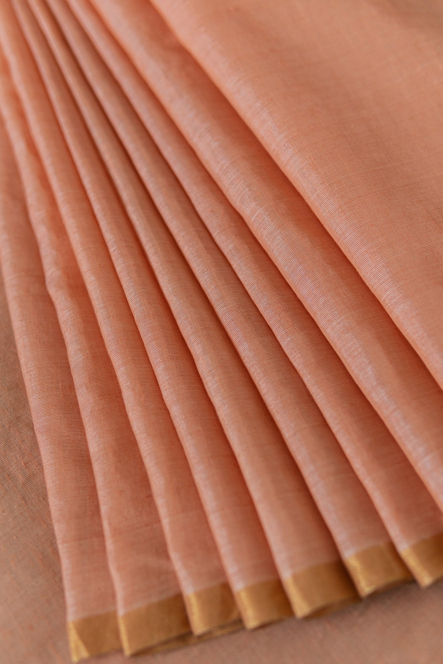 Golden Peach Tissue Silk Cotton  with Zigzag Jala Pallu Saree