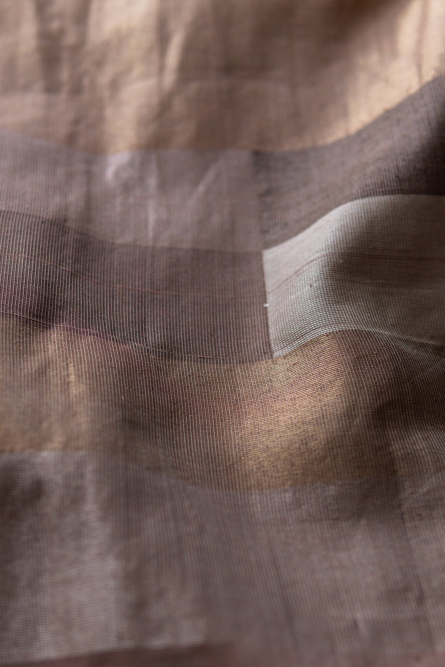 Dull Pink Tissue Silk Cotton Plain Body with Abstract Pallu Saree
