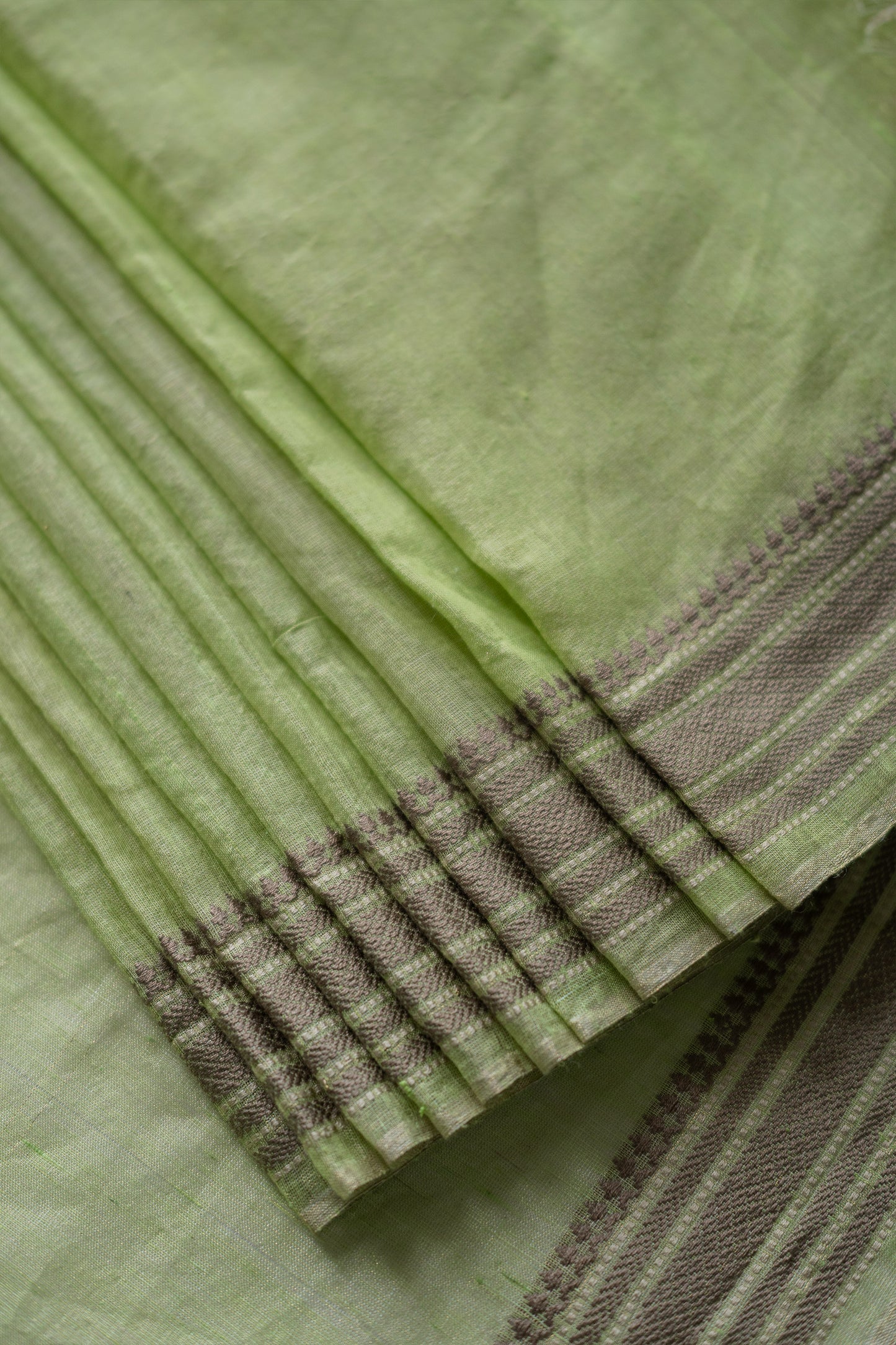 Light Green Silk Tissue with Dobby Border Saree