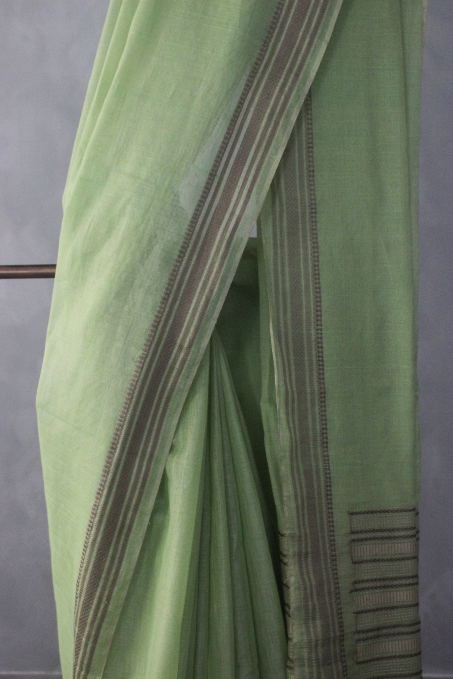 Light Green Silk Tissue with Dobby Border Saree