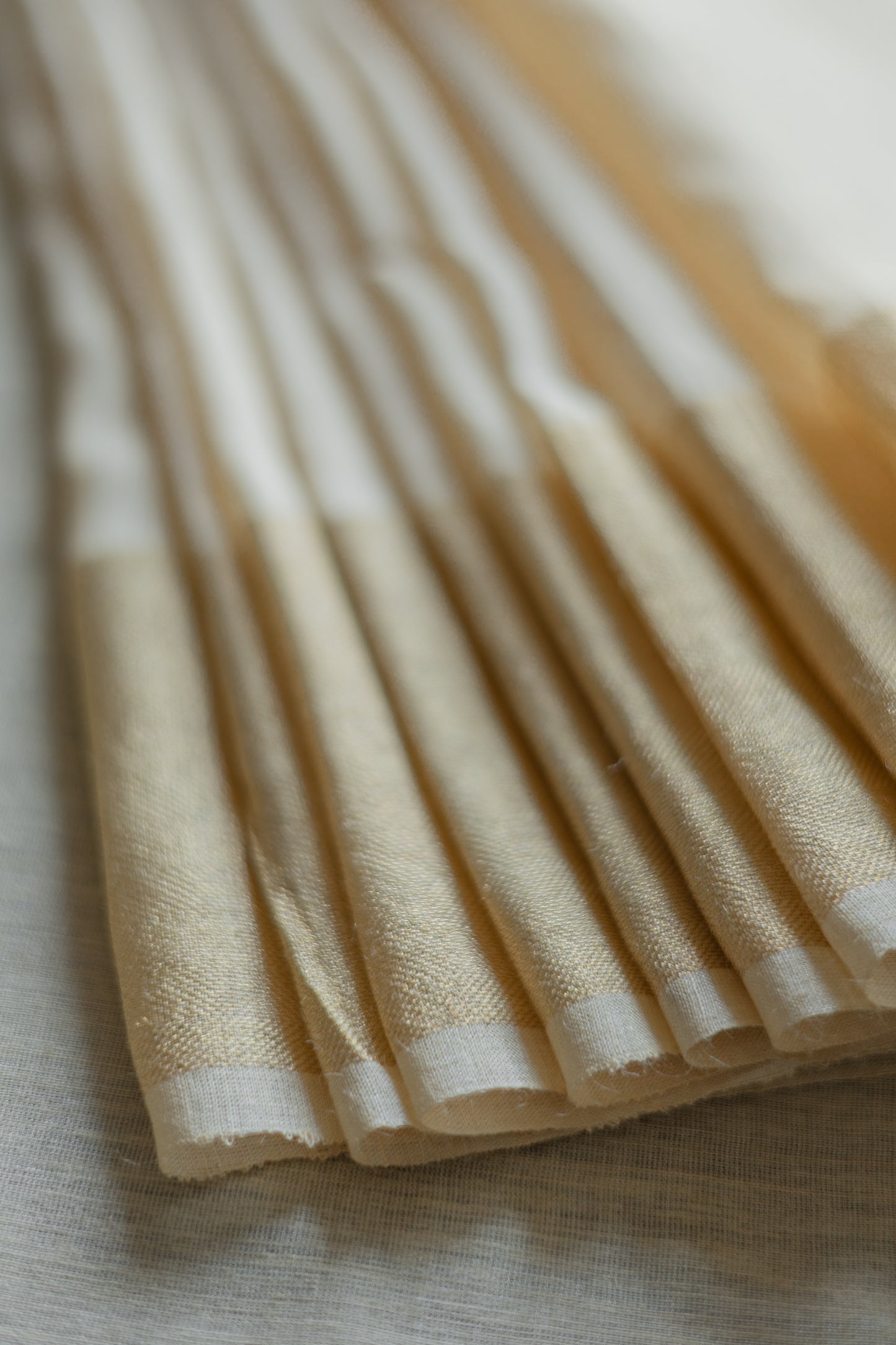 Off White Tussar muga Plain Body with Gold Border Saree