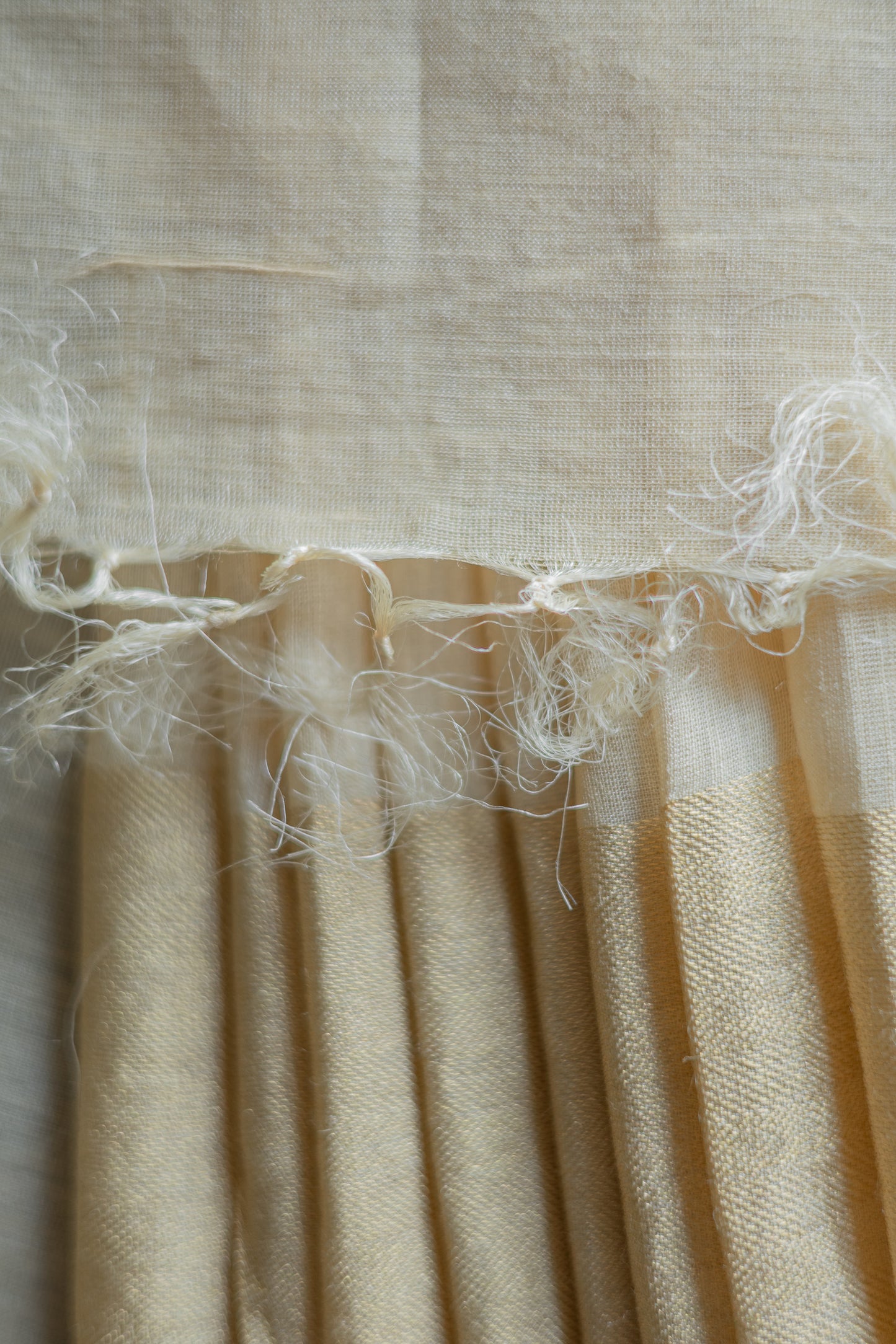 Off White Tussar muga Plain Body with Gold Border Saree