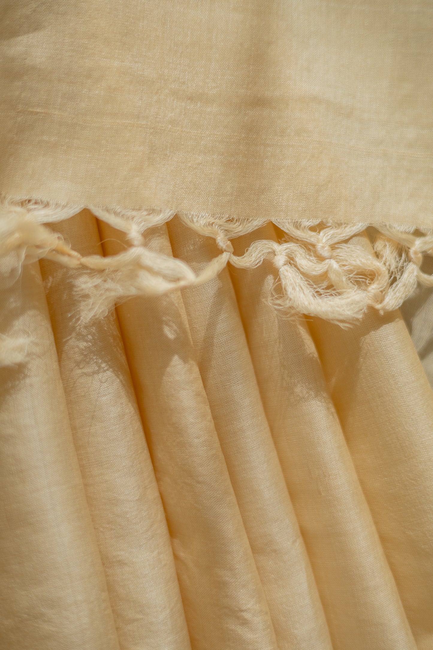 Off White Tussar Muga with small Gold Zari Motif Saree