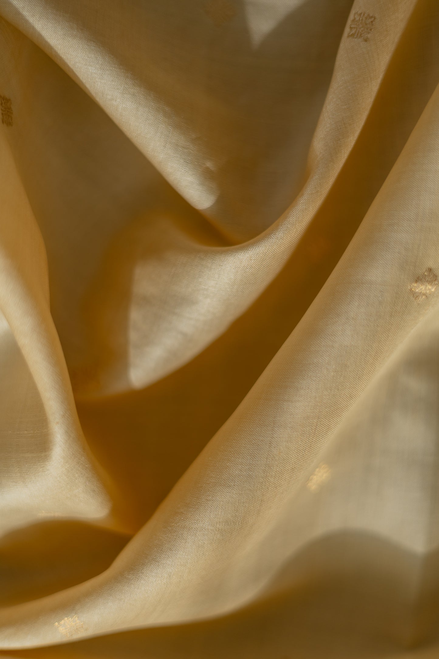 Off White Tussar Muga with small Gold Zari Motif Saree