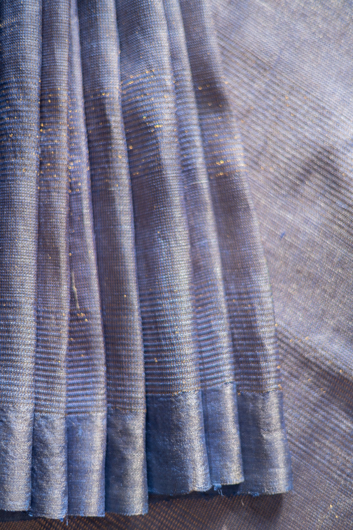 Dark Blue Tussar Muga with All Over Gold Zari Saree