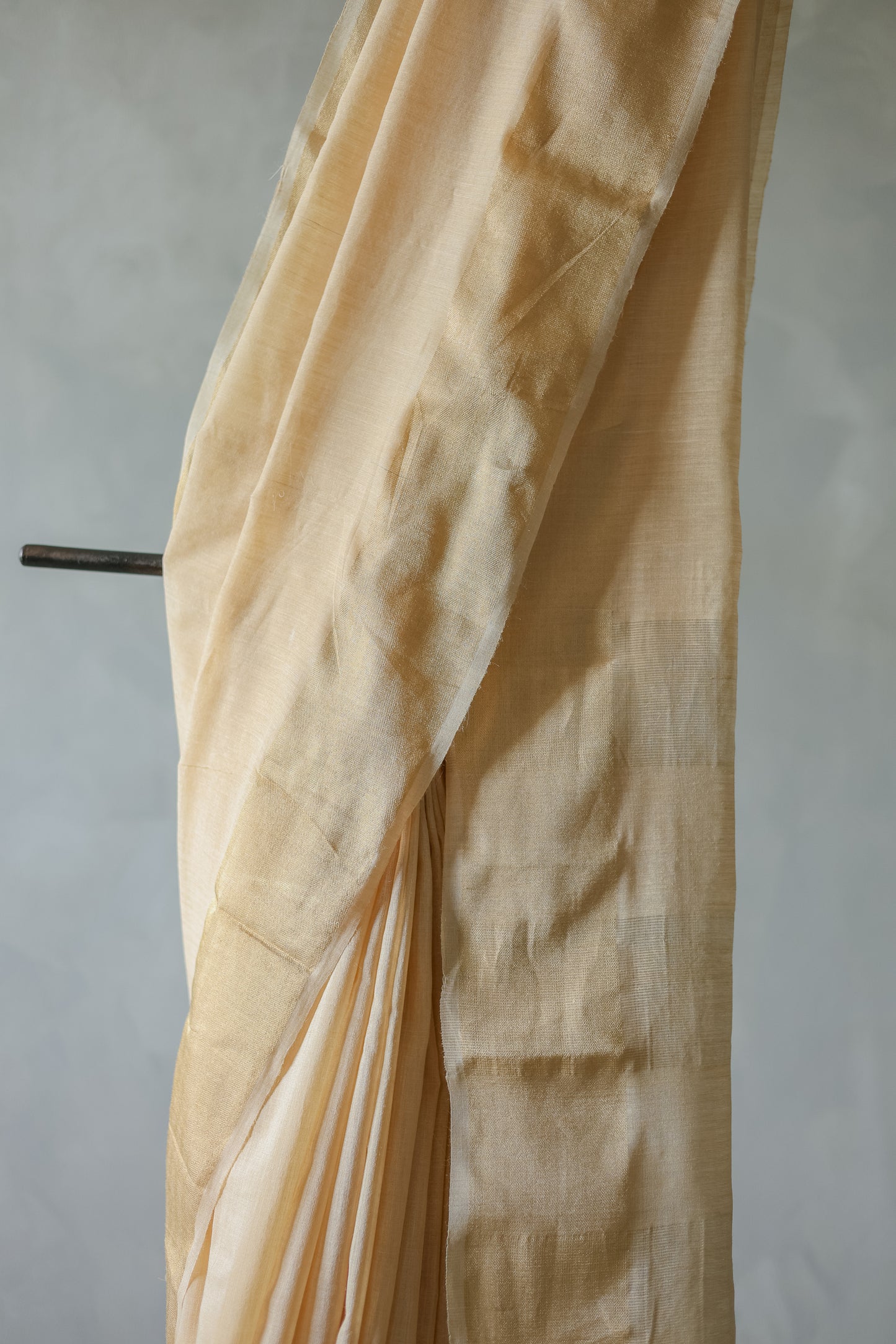 Off White Tussar Muga with Gold Border Saree