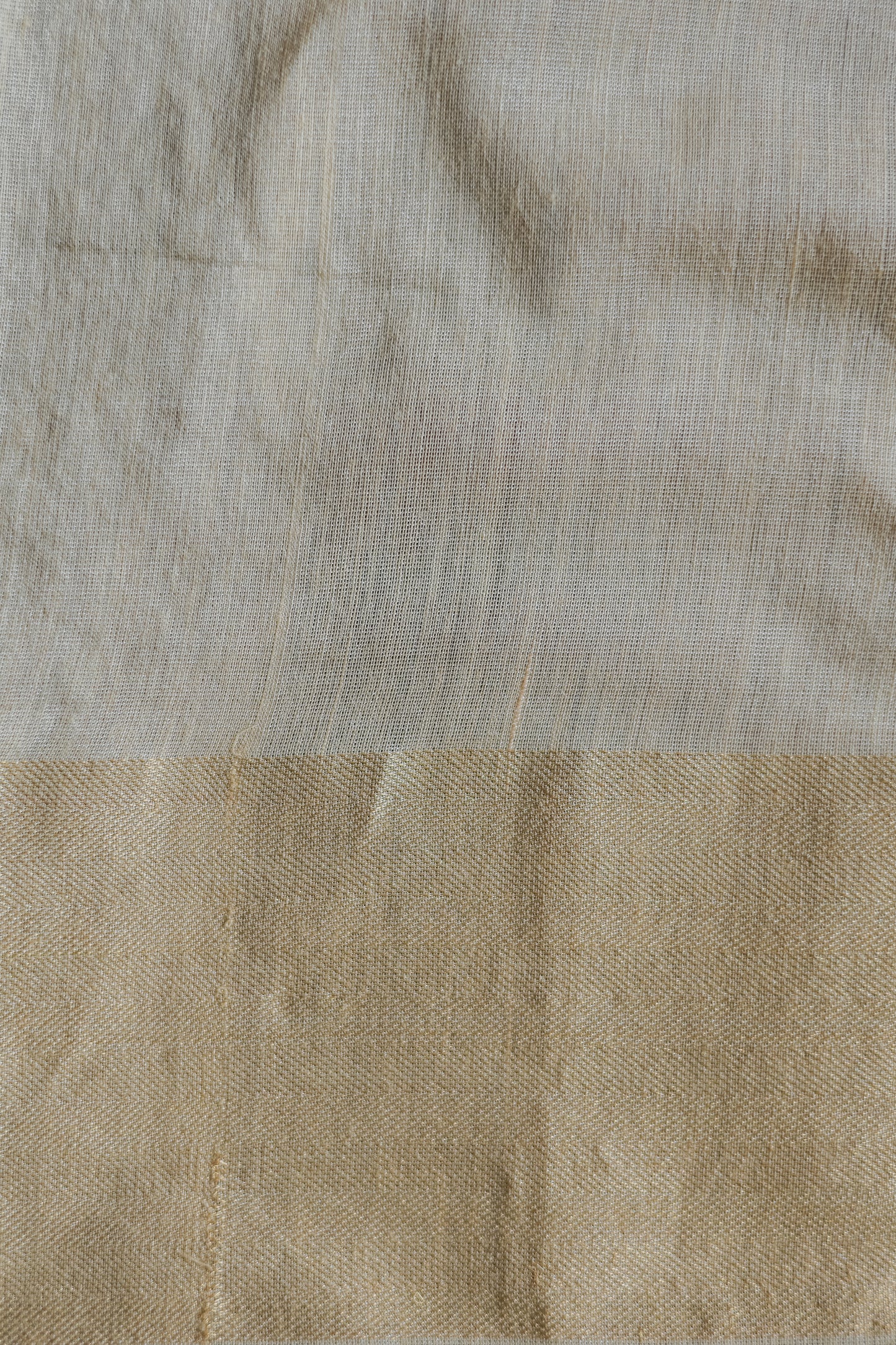 Off White Tussar Muga with Gold Border Saree