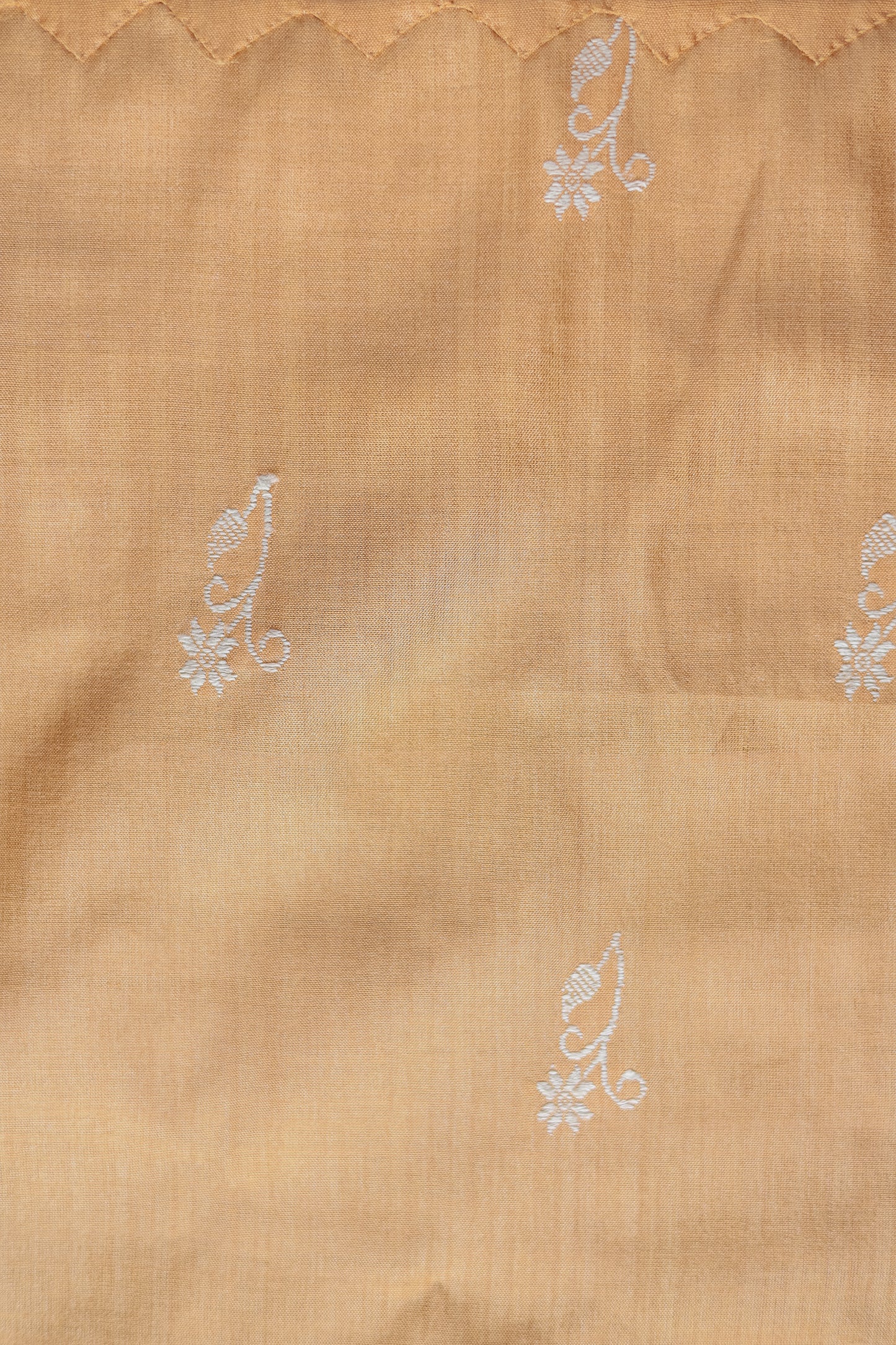Light Brown Tussar Muga All Over Missing Checks with Plain Pallu Saree