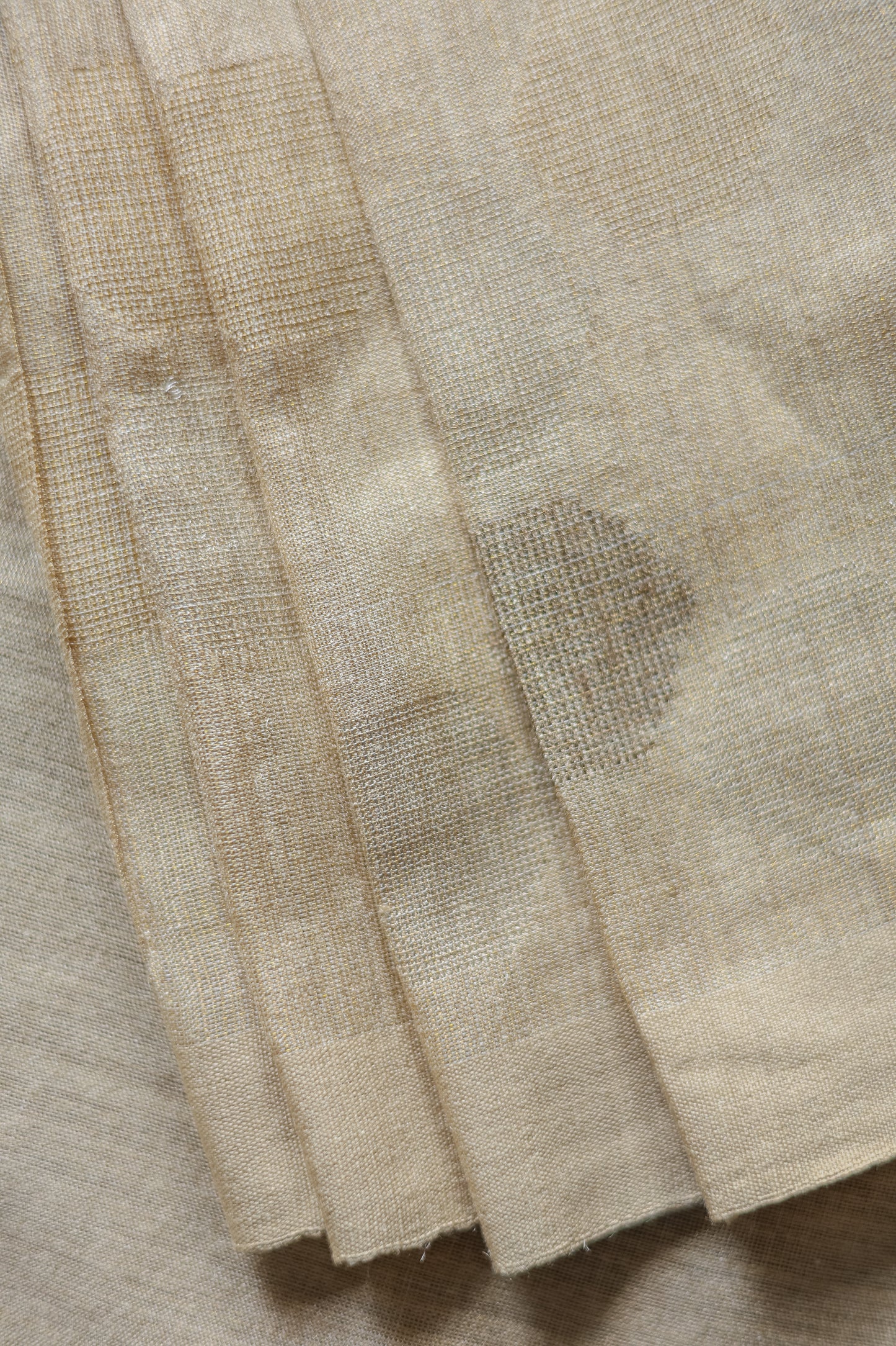 Light Brown and Gold Tussar Moonga Tissue Hexagon Motif Saree