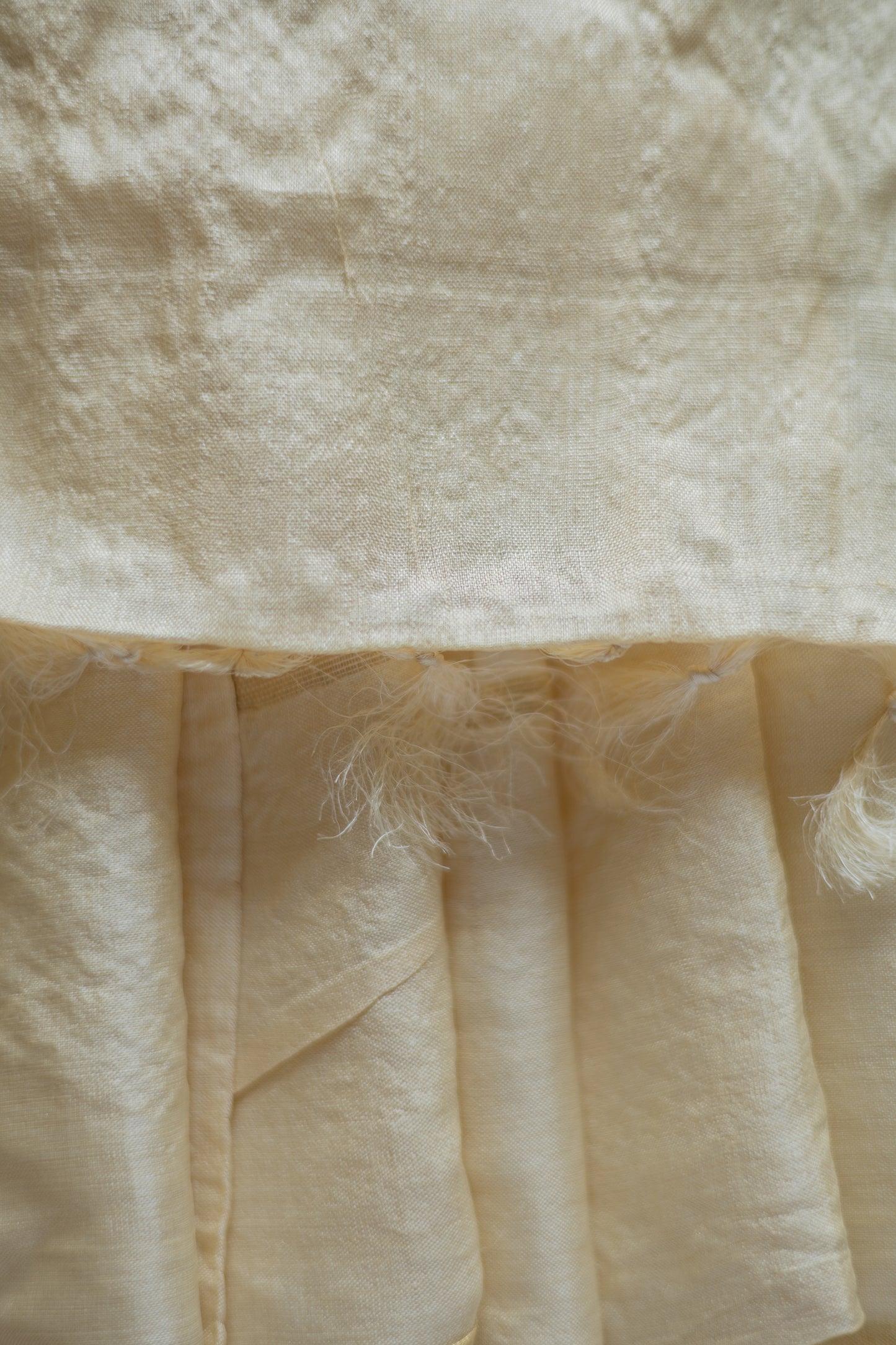 Off White Tussar with Gold Zari and an All-Over Geometric Design Saree