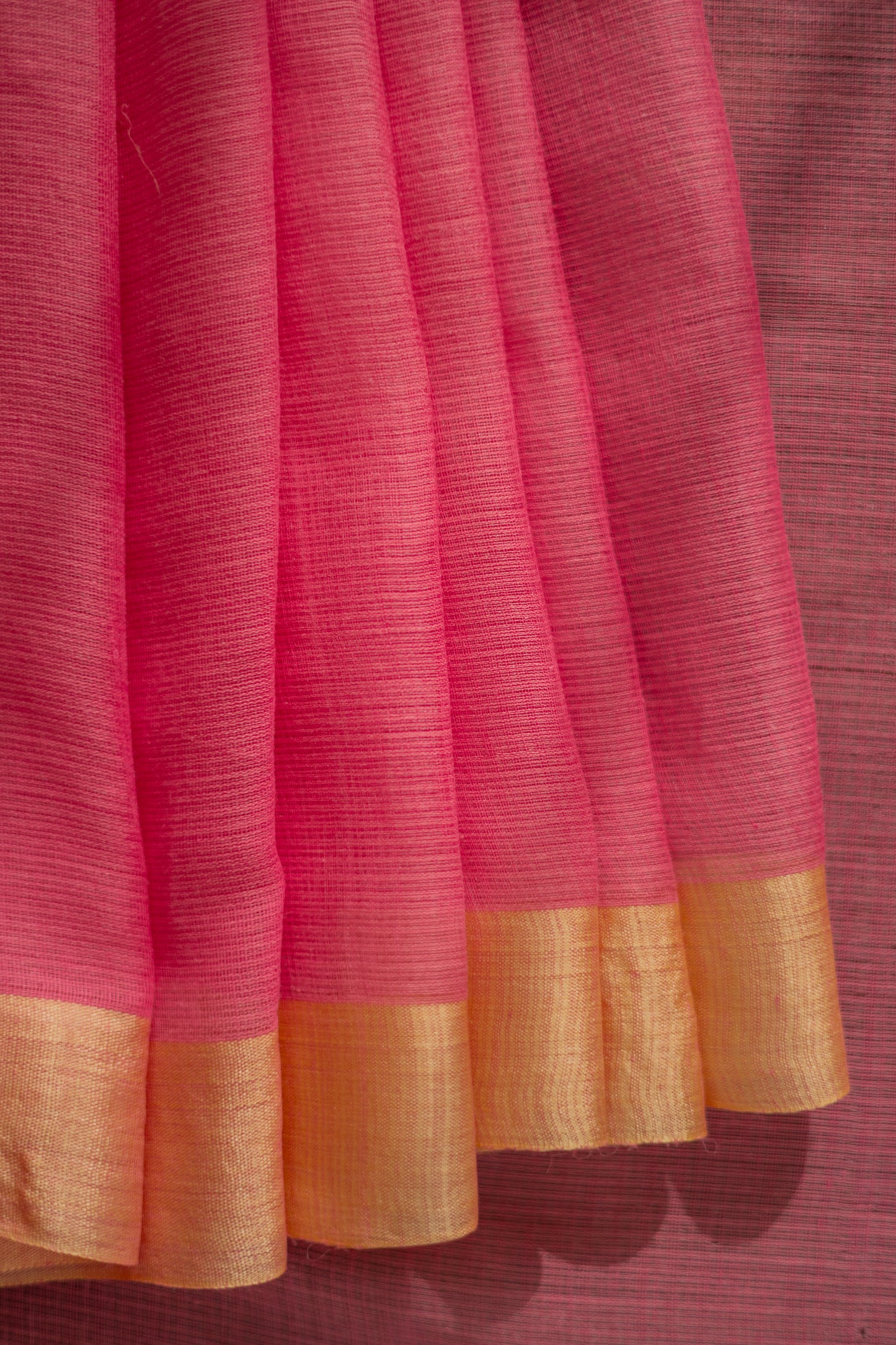 Pink Silk Cotton with Kuchi Checks and Tussar Border Saree