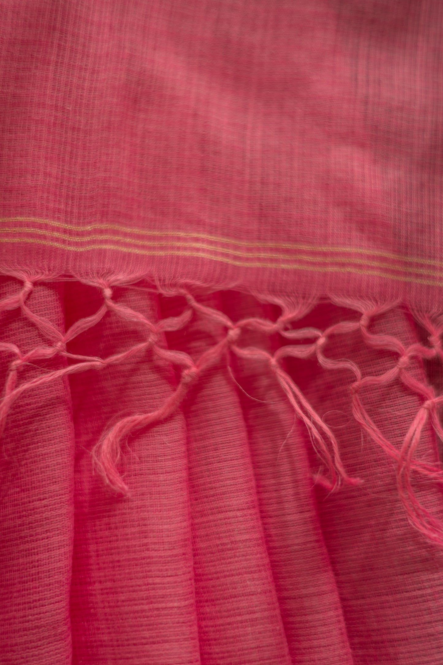 Pink Silk Cotton with Kuchi Checks and Tussar Border Saree