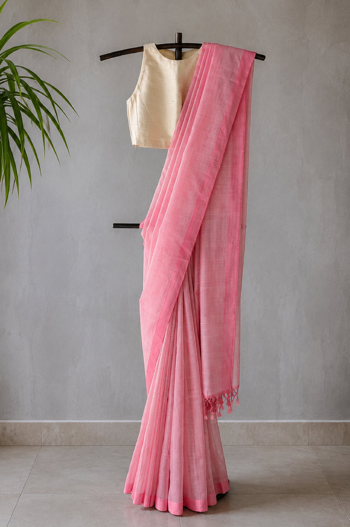 Dusty Rose Pink  Mangalagiri Silk Cotton Saree