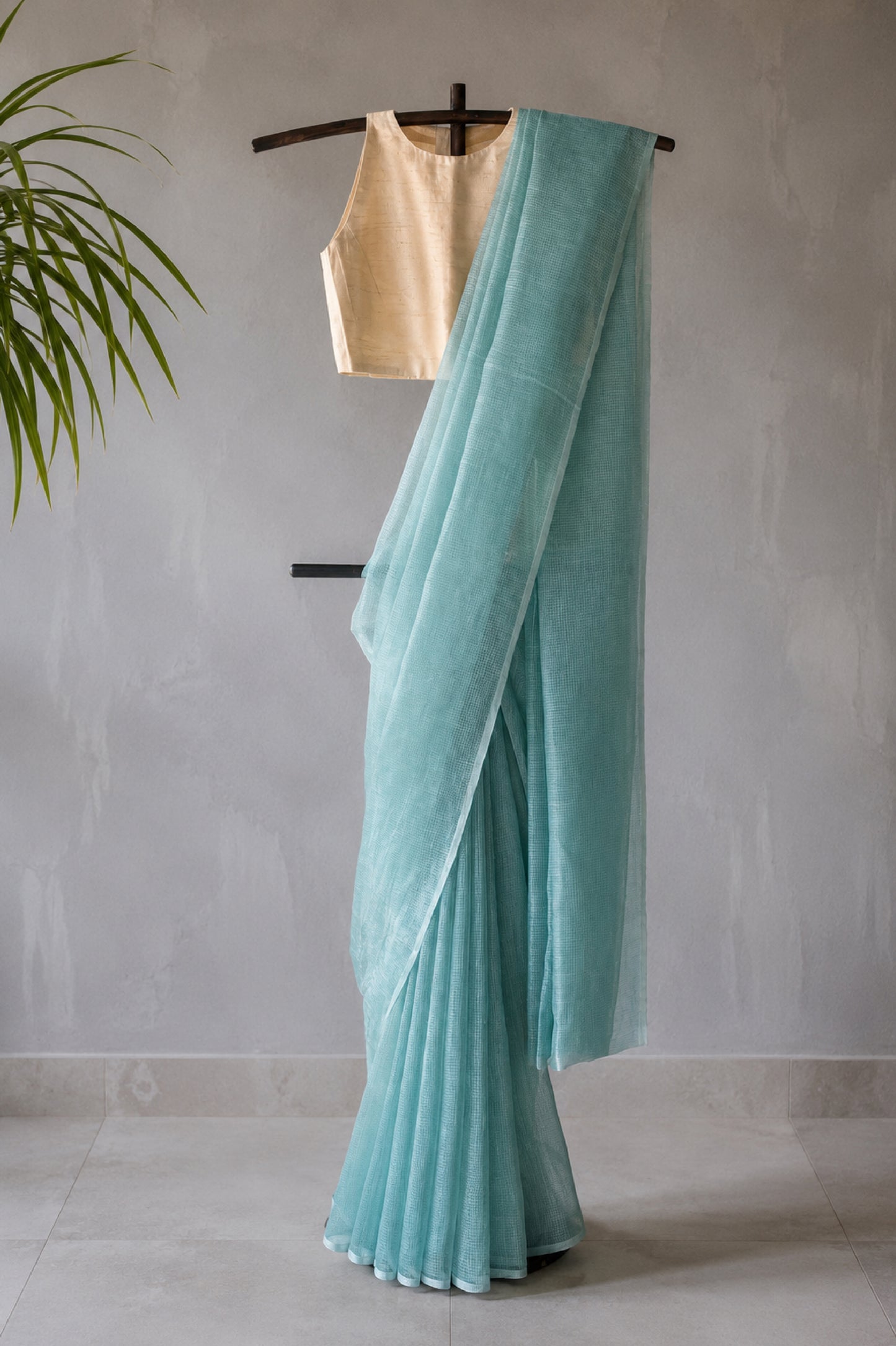Aqua Blue Tissue Silk Cotton Saree